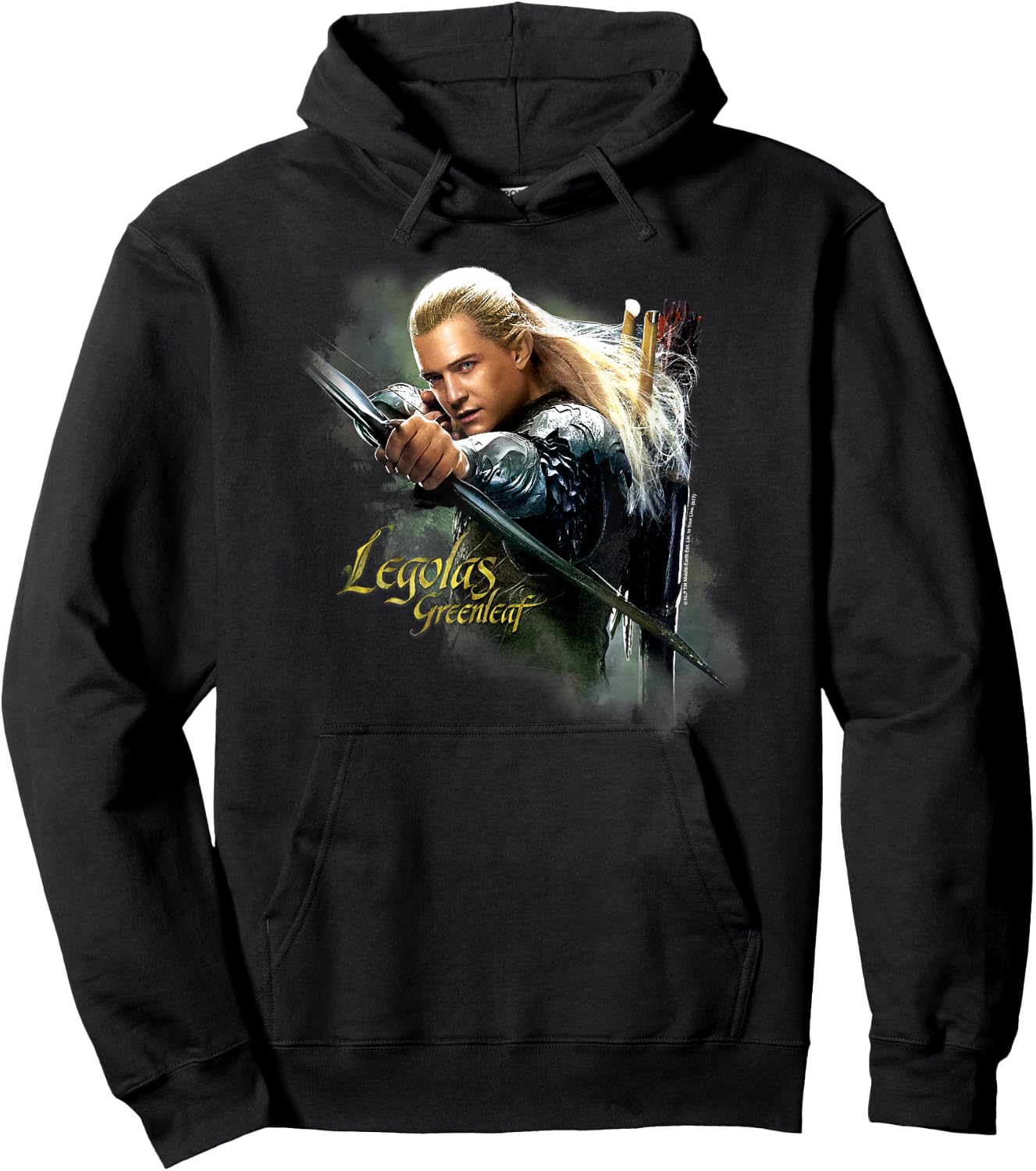 Warner Bros. Hobbit Legolas Greenleaf -Adults & Kids Green Modern Letter Print Hoodie - Hoodie | Black