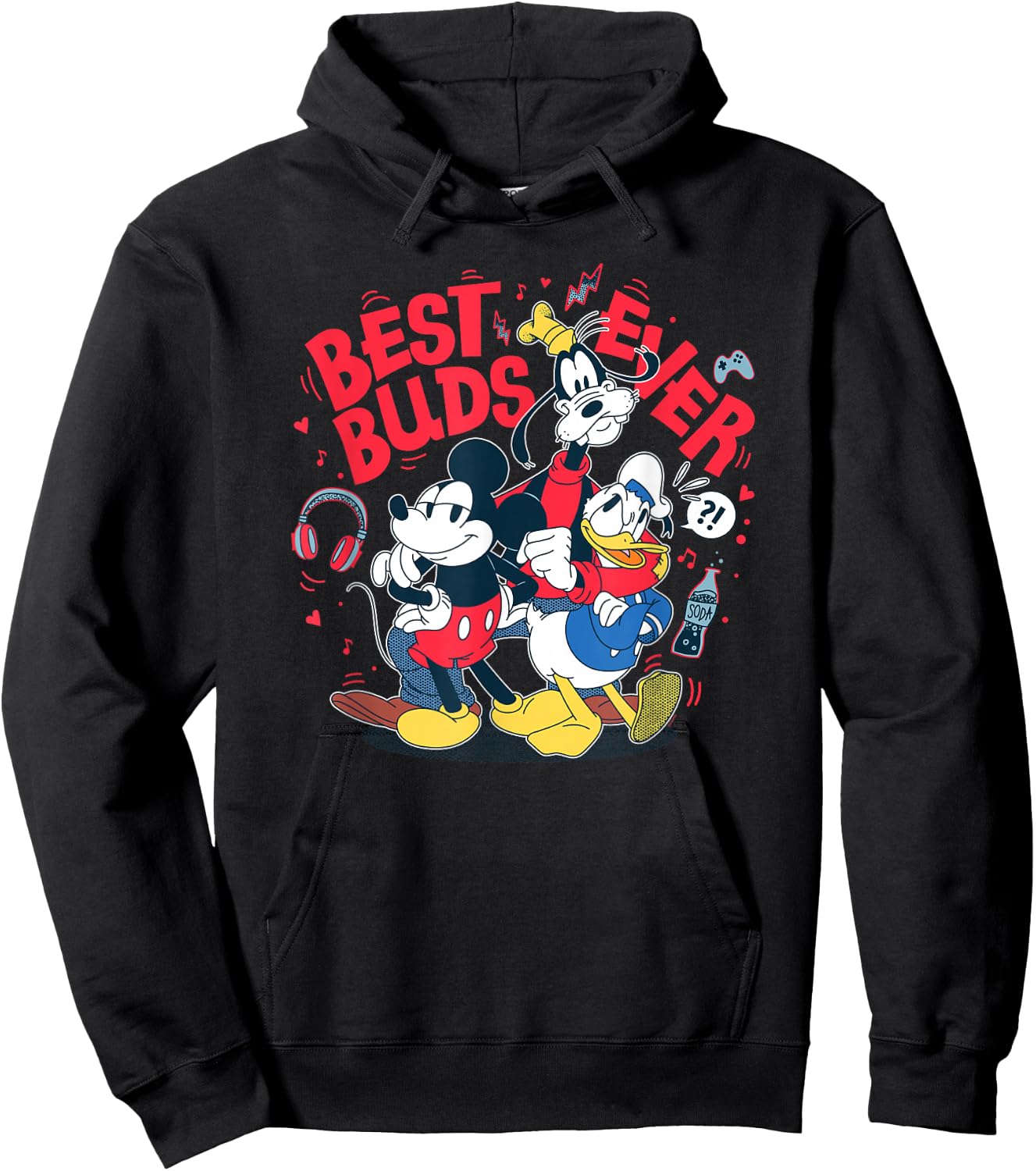 Disney Mickey Mouse Donald Duck Goofy Best Buds Ever Friends Hoodie - Hoodie | Black
