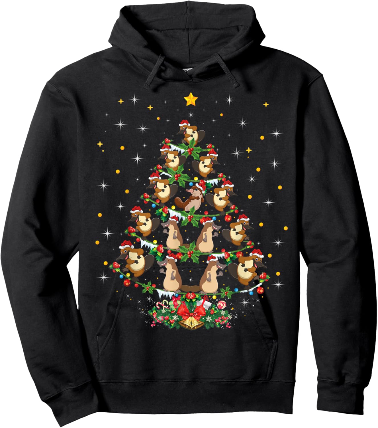 Platypus Christmas Gift Santa Hat Platypus Christmas Hoodie - Hoodie | Black