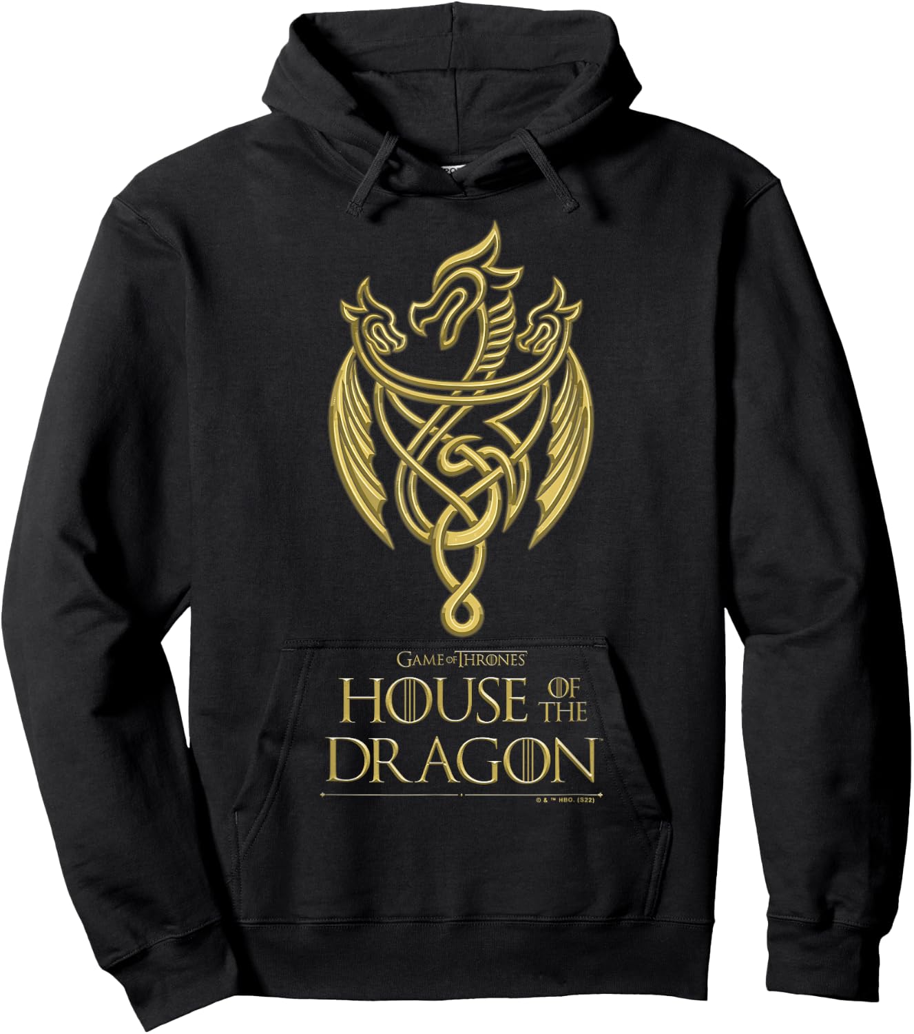 House of the Dragon Gold Dragon Design Hoodie - Hoodie | Black