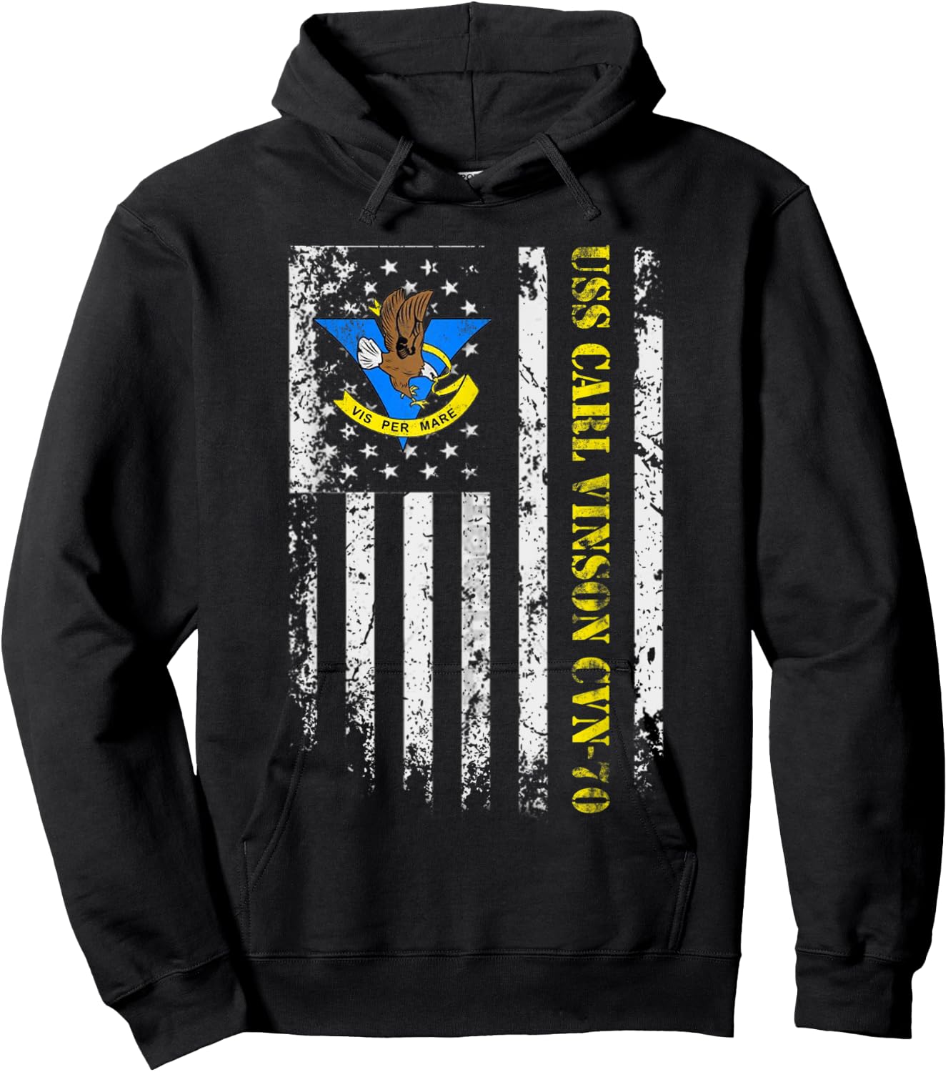 USS Carl Vinson CVN-70 Veteran American Flag Gift Hoodie - Hoodie | Black