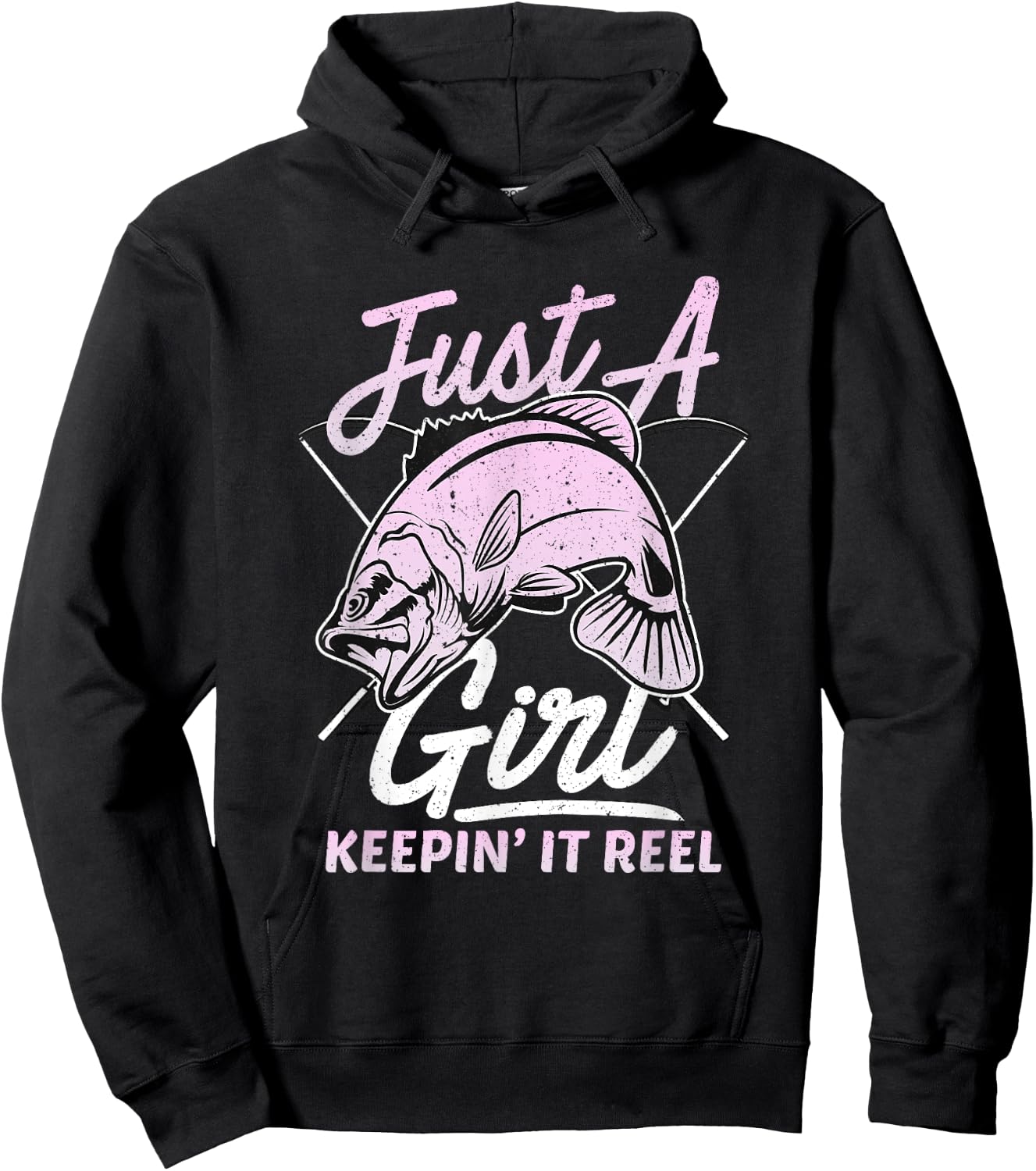 Cute Fishing Funny Keeping it Reel Purple Pink Hoodie - Hoodie | Black