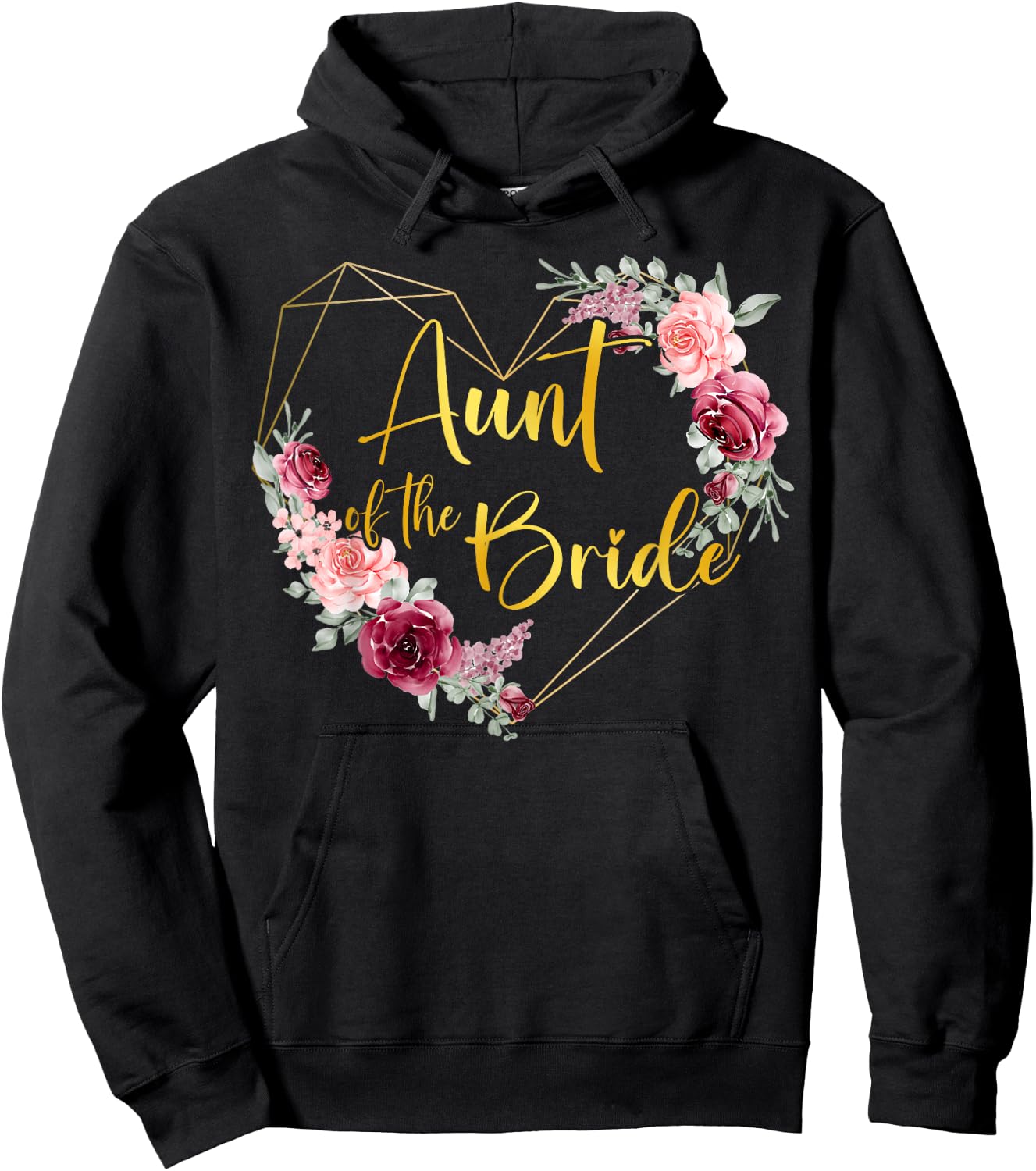 Aunt of the Bride Floral Bridal Team Matching Hoodie - Hoodie | Black