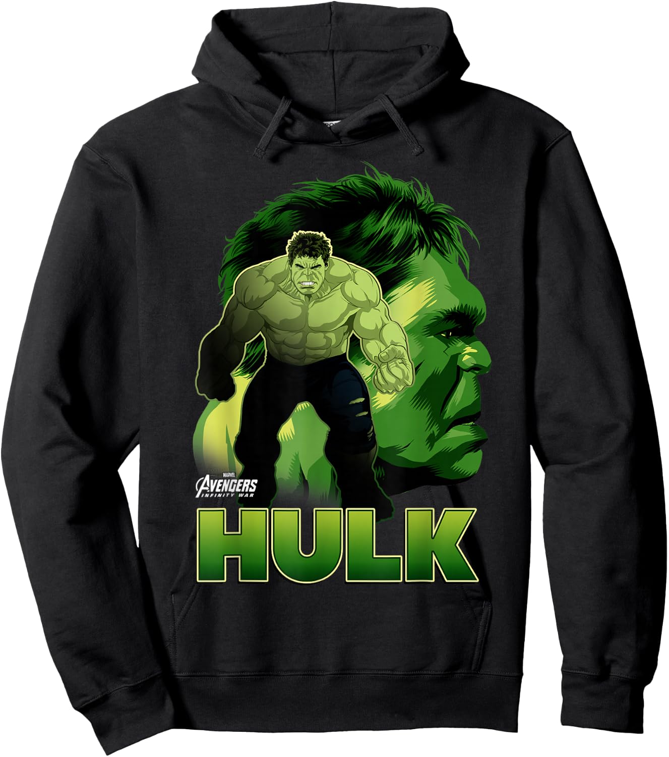 Marvel Infinity War Hulk Big Head Profile Graphic Hoodie - Hoodie | Black