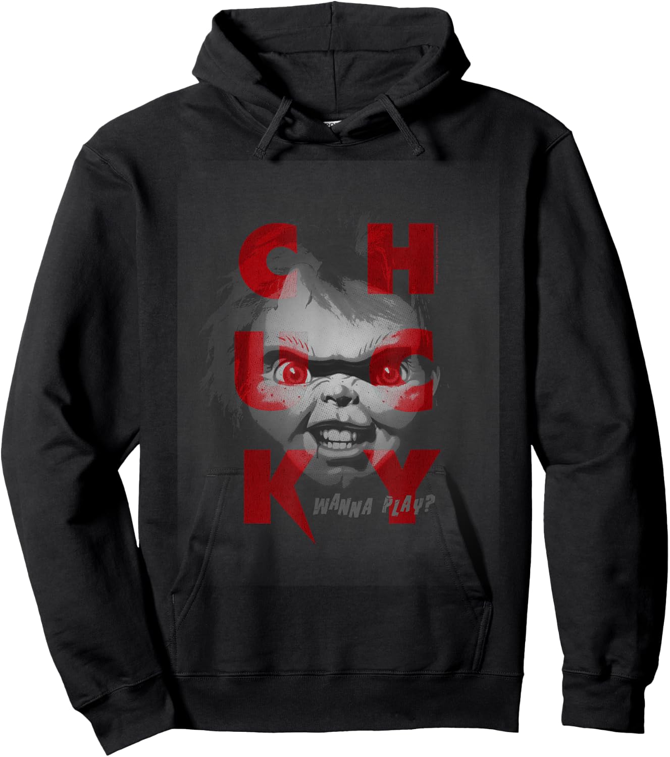 Chucky Wanna Play Grayscale Portait Hoodie - Hoodie | Black