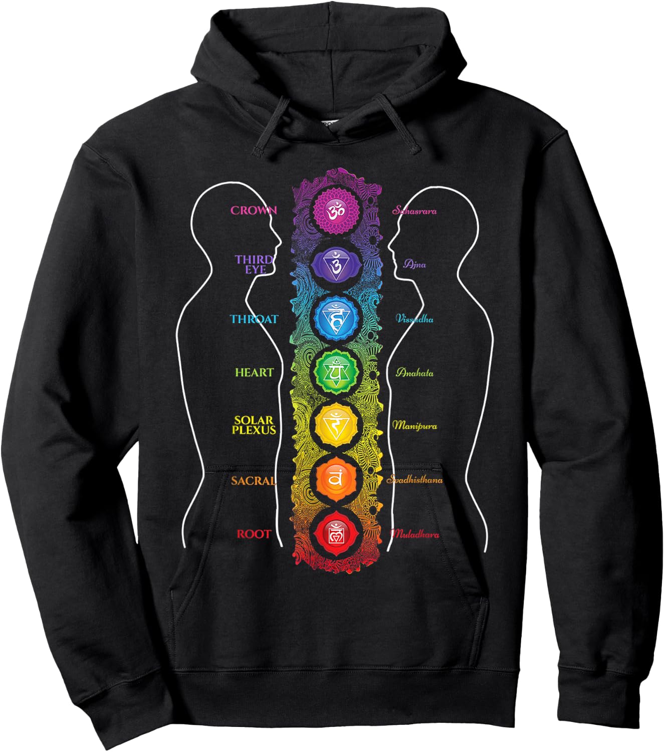 7 Seven Chakras Yoga Hoodie - Hoodie | Black