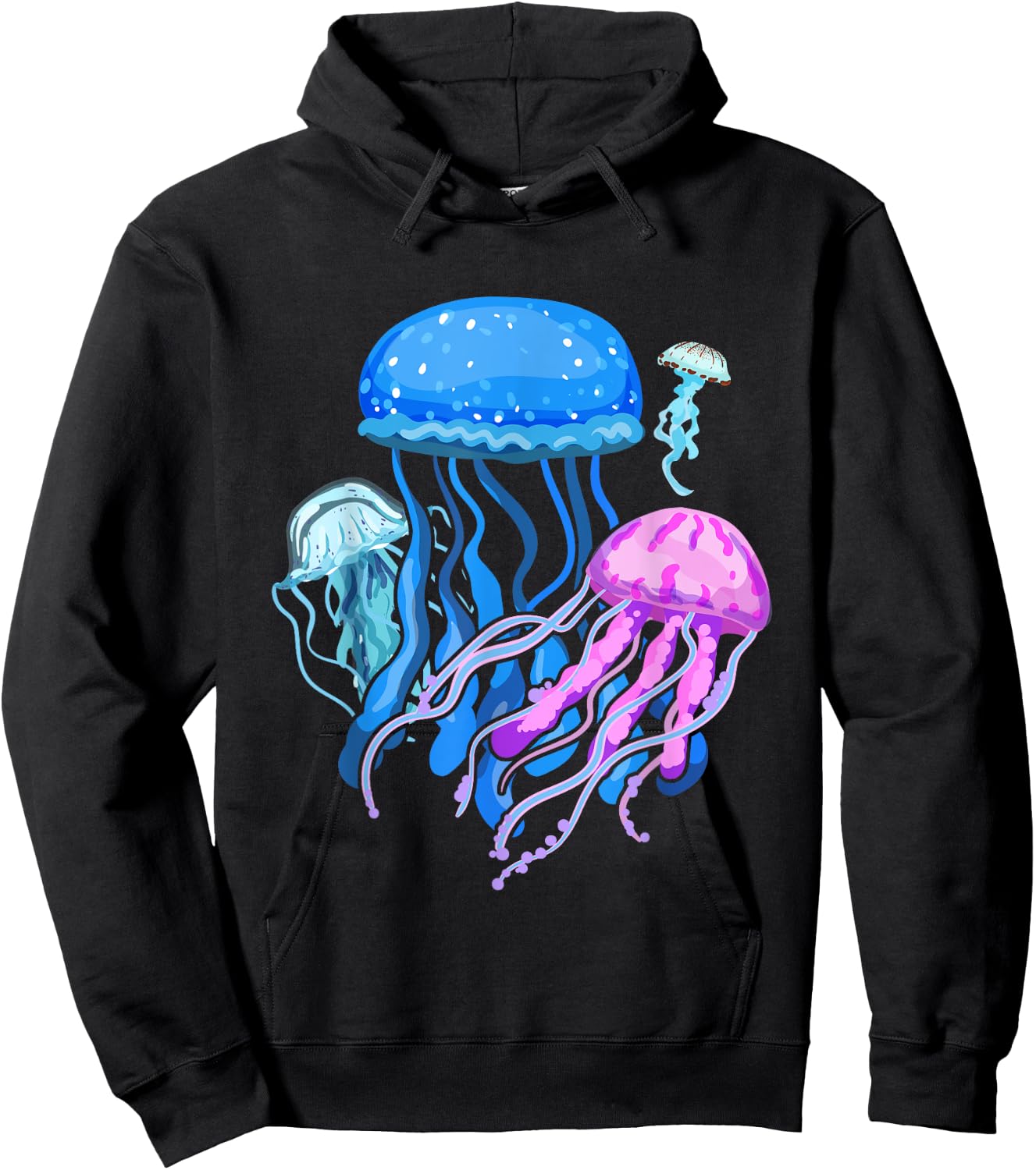 Retro Jellyfish Design Hoodie - Hoodie | Black