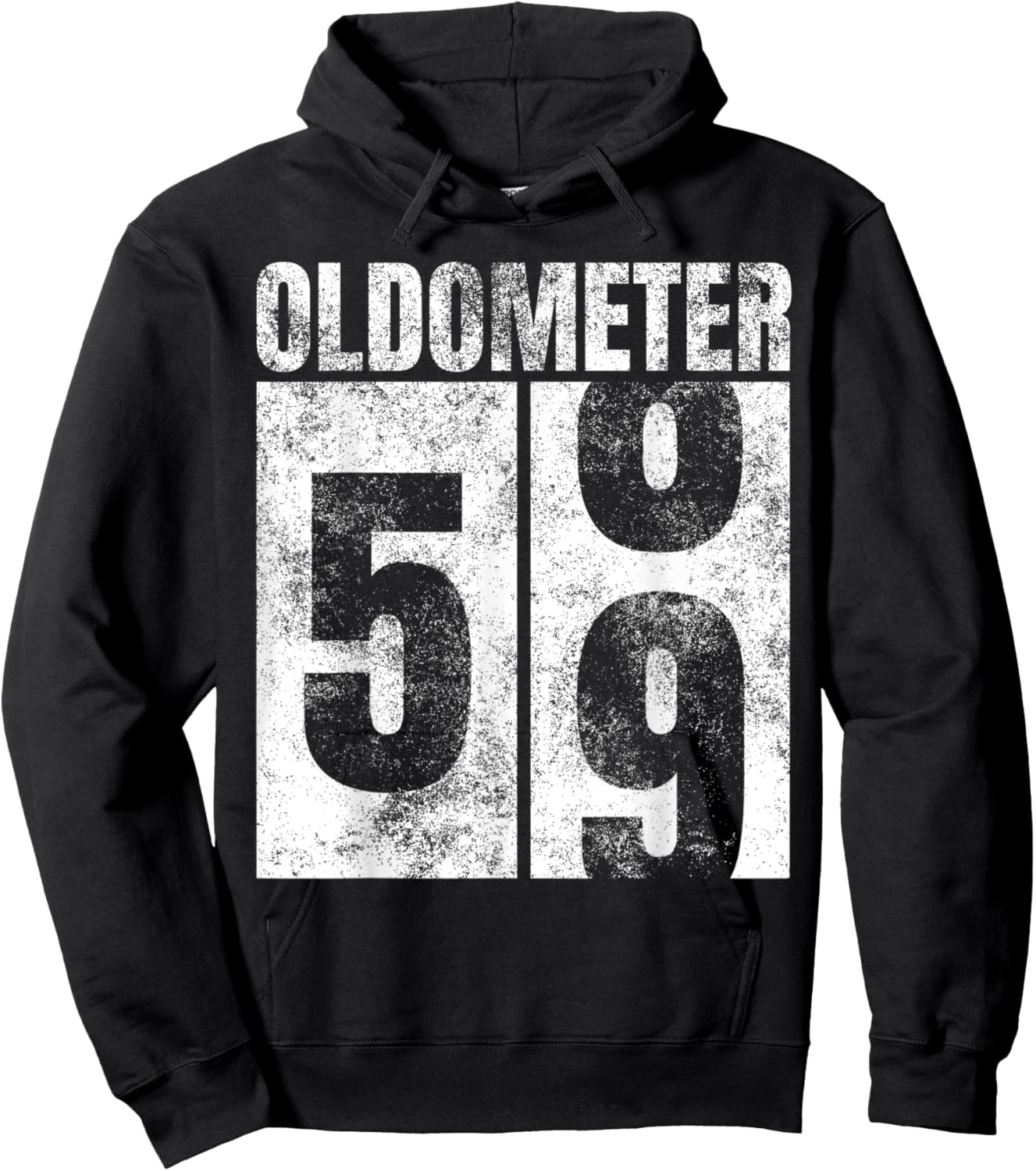 Oldometer 58-59 yrs old Man Woman Bday Graphic 59th Birthday Hoodie - Hoodie | Black