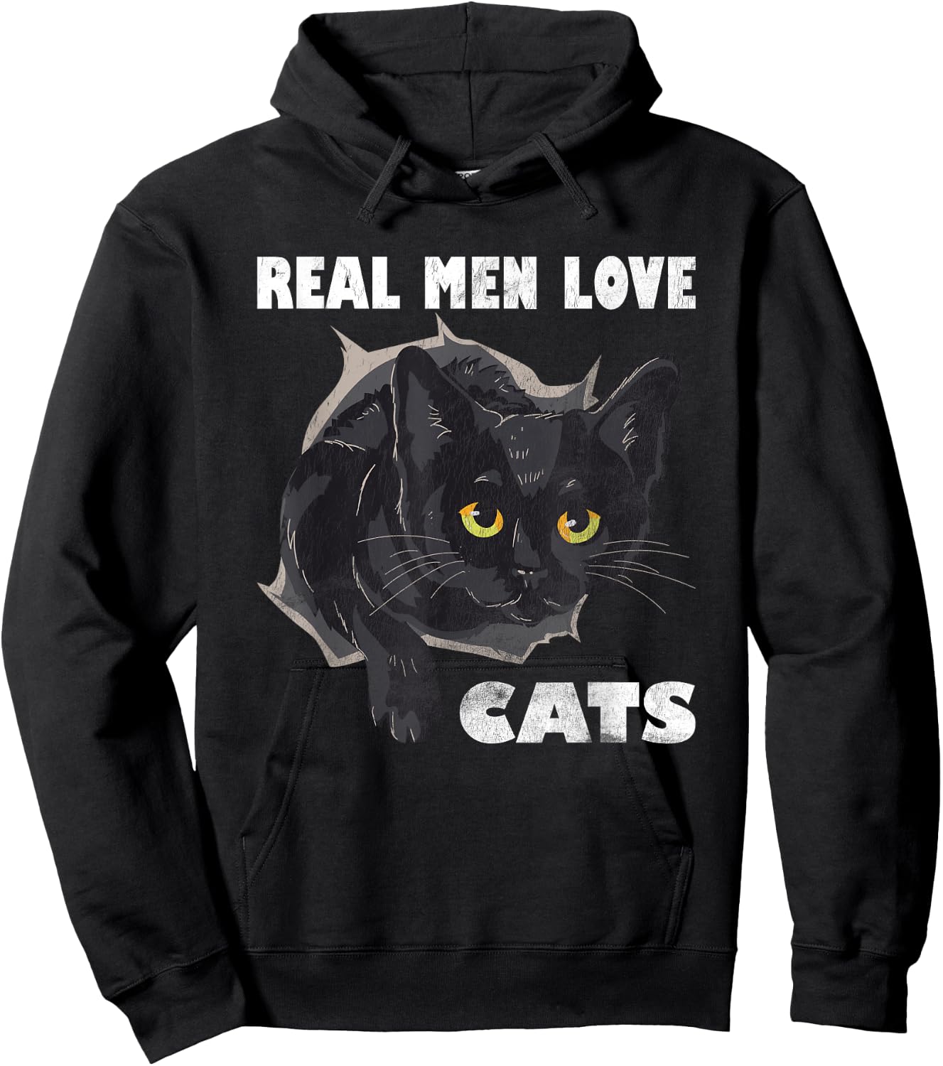 Real Men Love Cat Cats Lover Fathers Day Idea Hoodie - Hoodie | Black