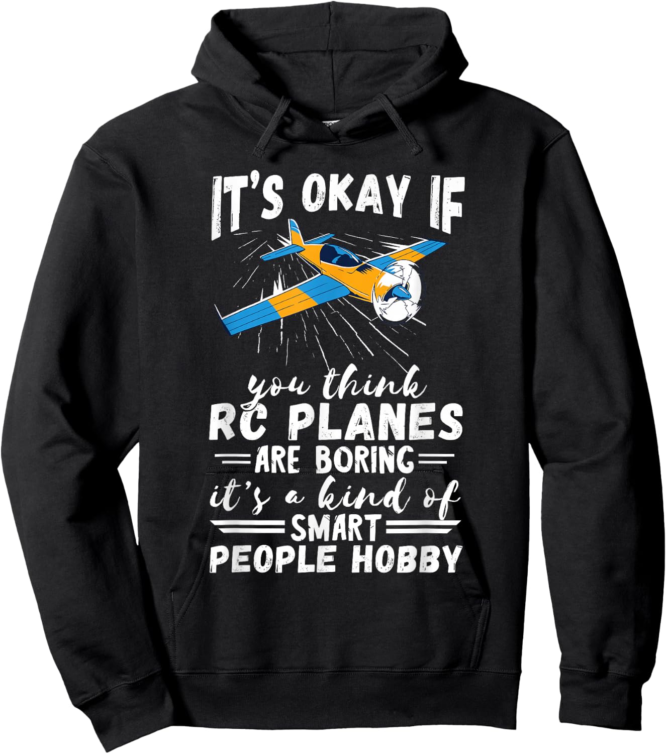 RC Plane Smart People Hobby Airplane Lover RC Pilot Model Hoodie - Hoodie | Black