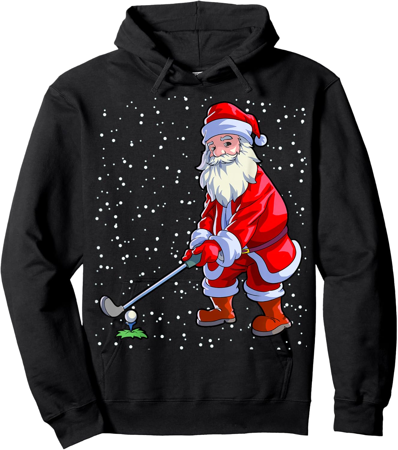Golf Christmas Shirt Men Golf Club Golf Playing Santa Claus Hoodie - Hoodie | Black