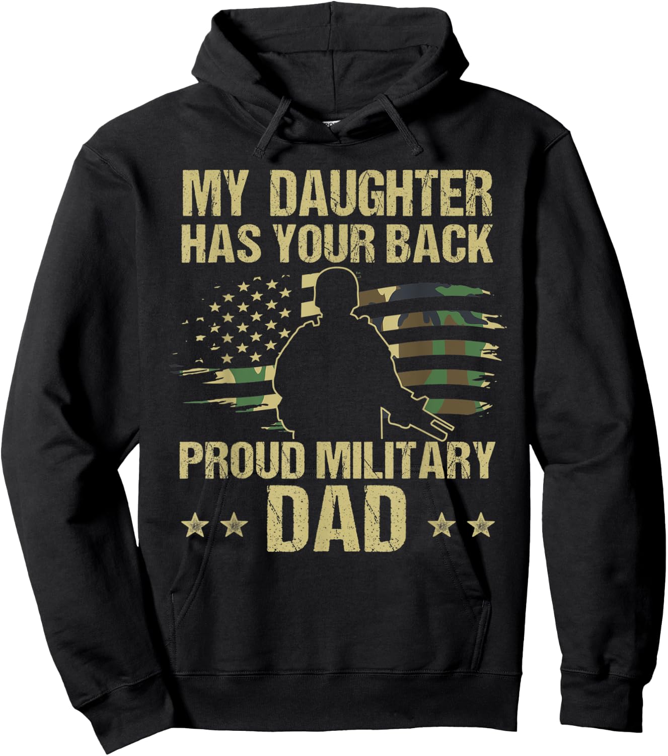 My Daughter Has Your Back Camouflage American Flag Gift Hoodie - Hoodie | Black