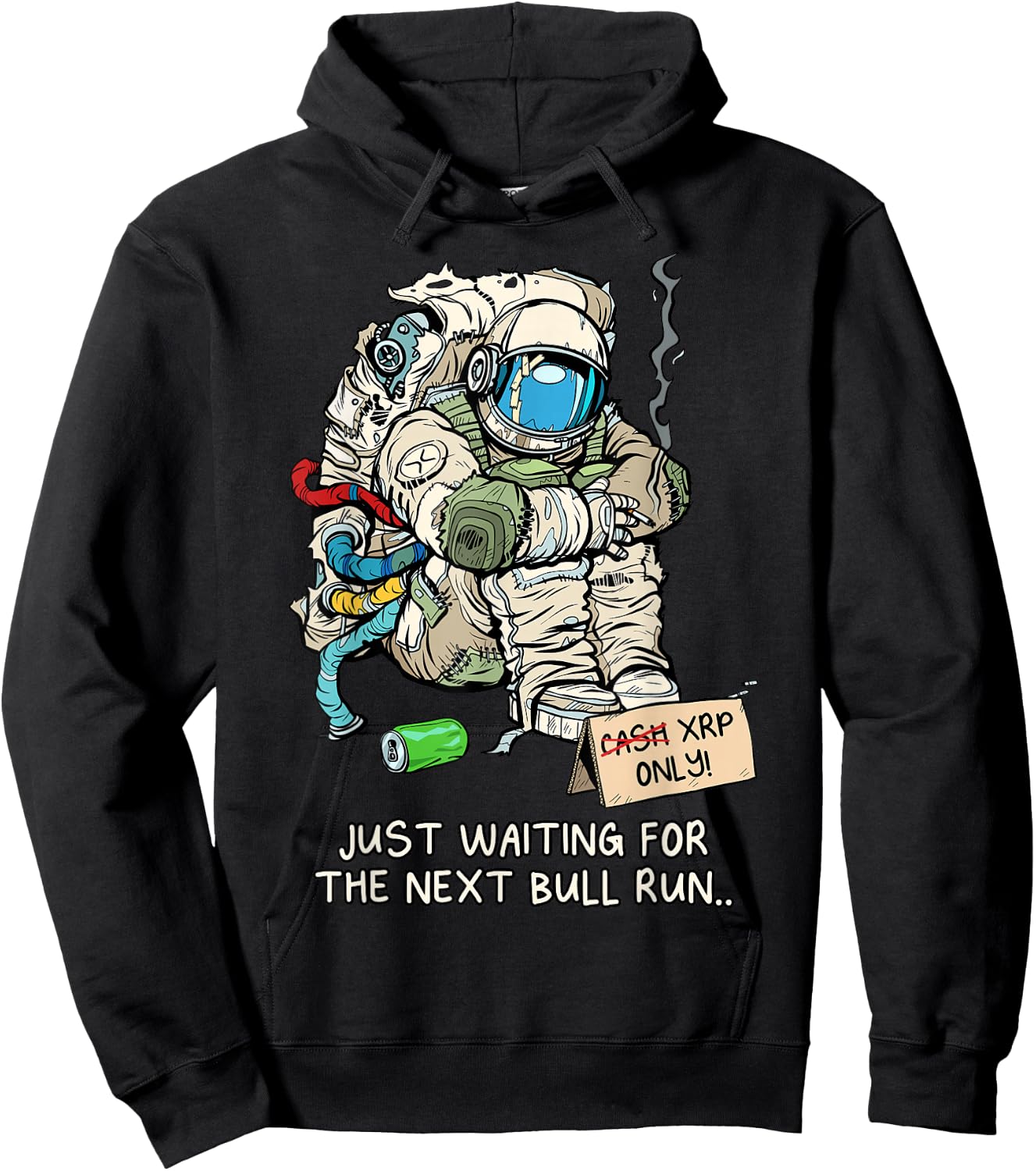 Cryptocurrency Talk - Broke Astronaut Hodling XRP Hoodie - Hoodie | Black