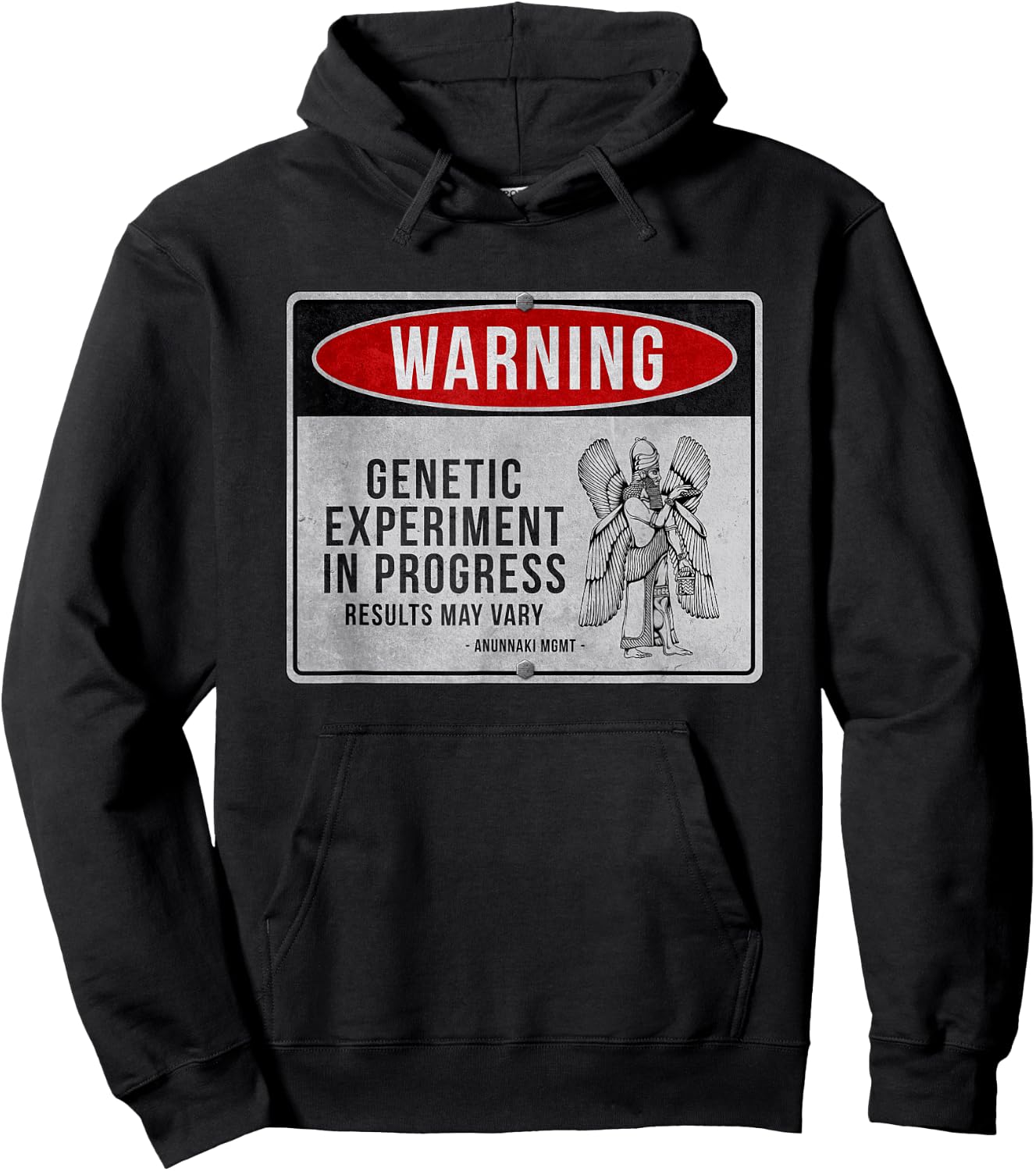 Funny Anunnaki Warning Sign - Genetic Experiment In Progress Hoodie - Hoodie | Black