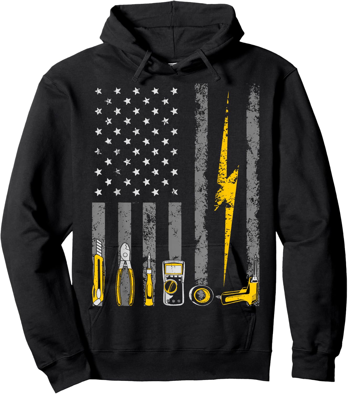 Electrician US Flag Tools Patriotic Job Wire Strippers Hoodie - Hoodie | Black