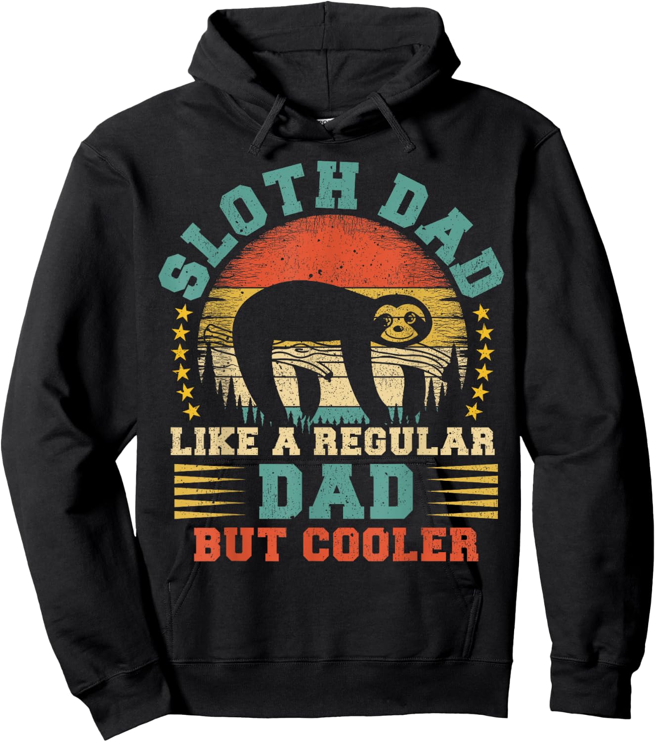 Vintage Sloth Dad Like A Regular Dad Sloth Father's Day Hoodie - Hoodie | Black