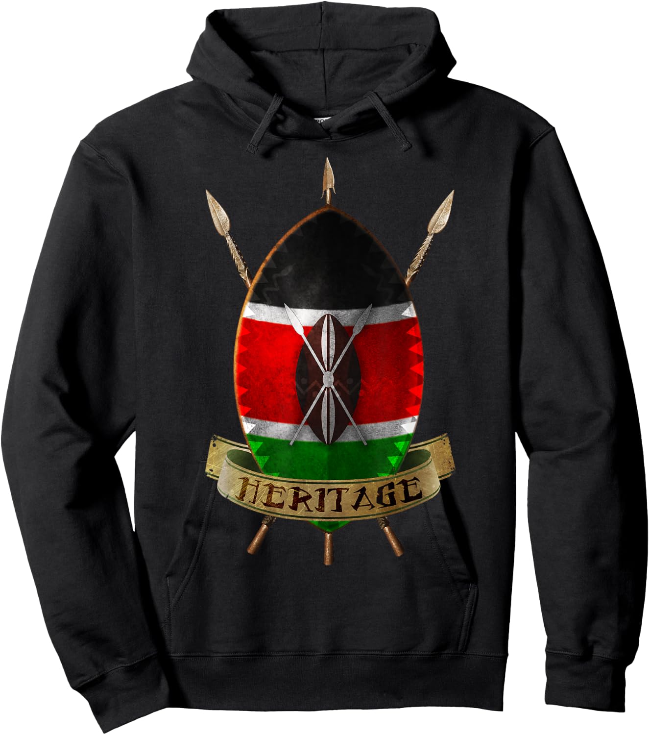 Kenya Flag Shirt Kenyan Shield Design Hoodie - Hoodie | Black