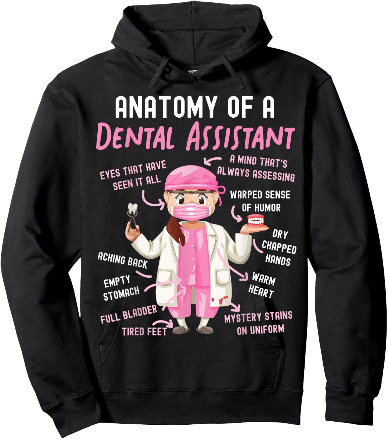 Dental Assistant Anatomy Hoodie - Hoodie | Black