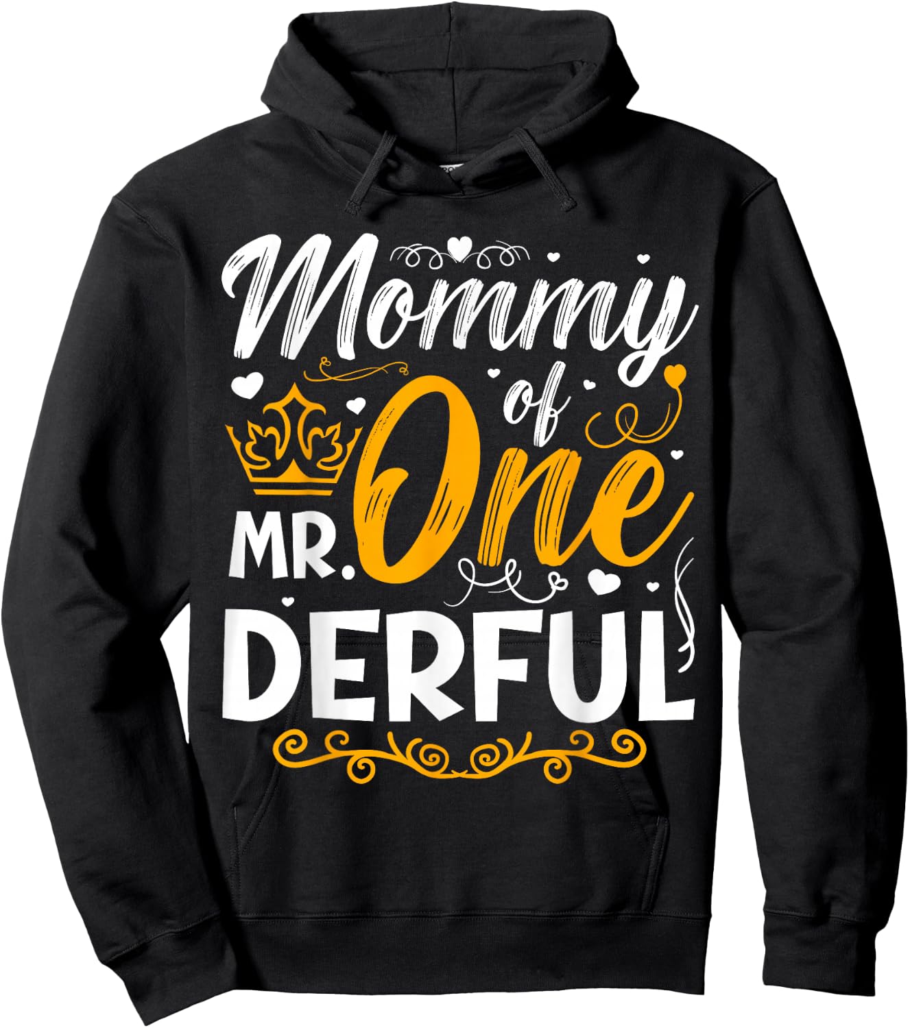 Mommy of Mr One Derful Party Matching Family 1st Birthday Hoodie - Hoodie | Black