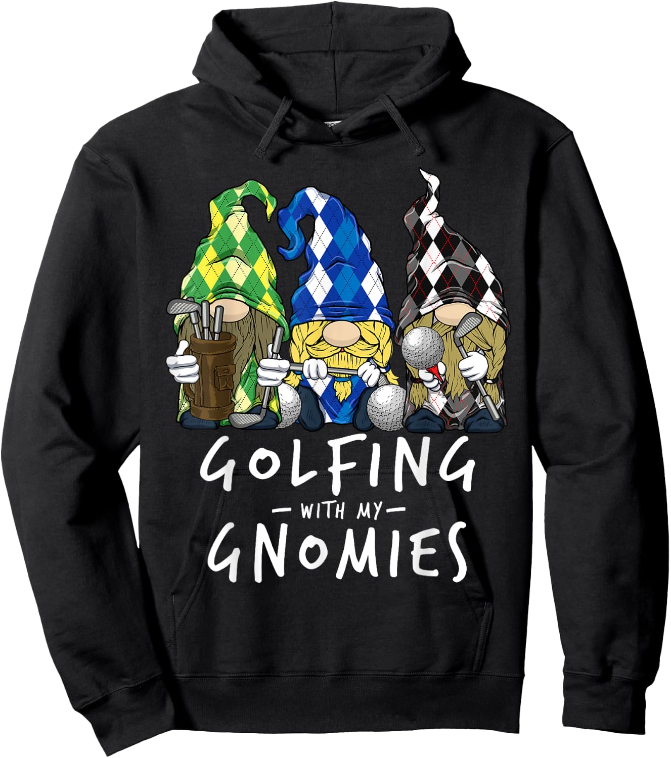 Golf Gnomes Golfing with My Gnomies for Golfer Men Women Hoodie - Hoodie | Black
