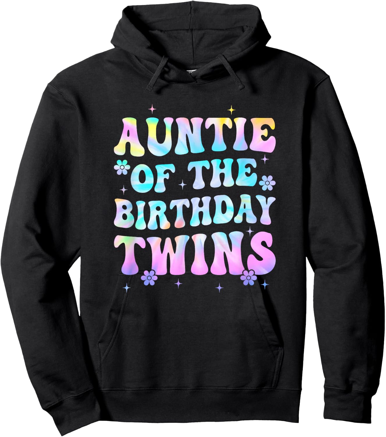 Auntie of The Birthday Twins Girls Kids Party Retro Bday Hoodie - Hoodie | Black