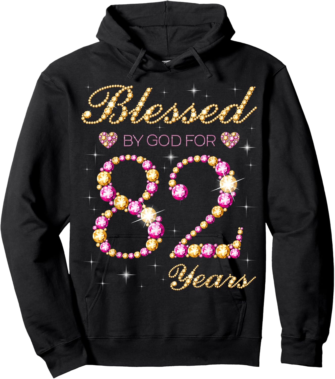 Blessed By God For 82 Years Old Birthday Party Hoodie - Hoodie | Black