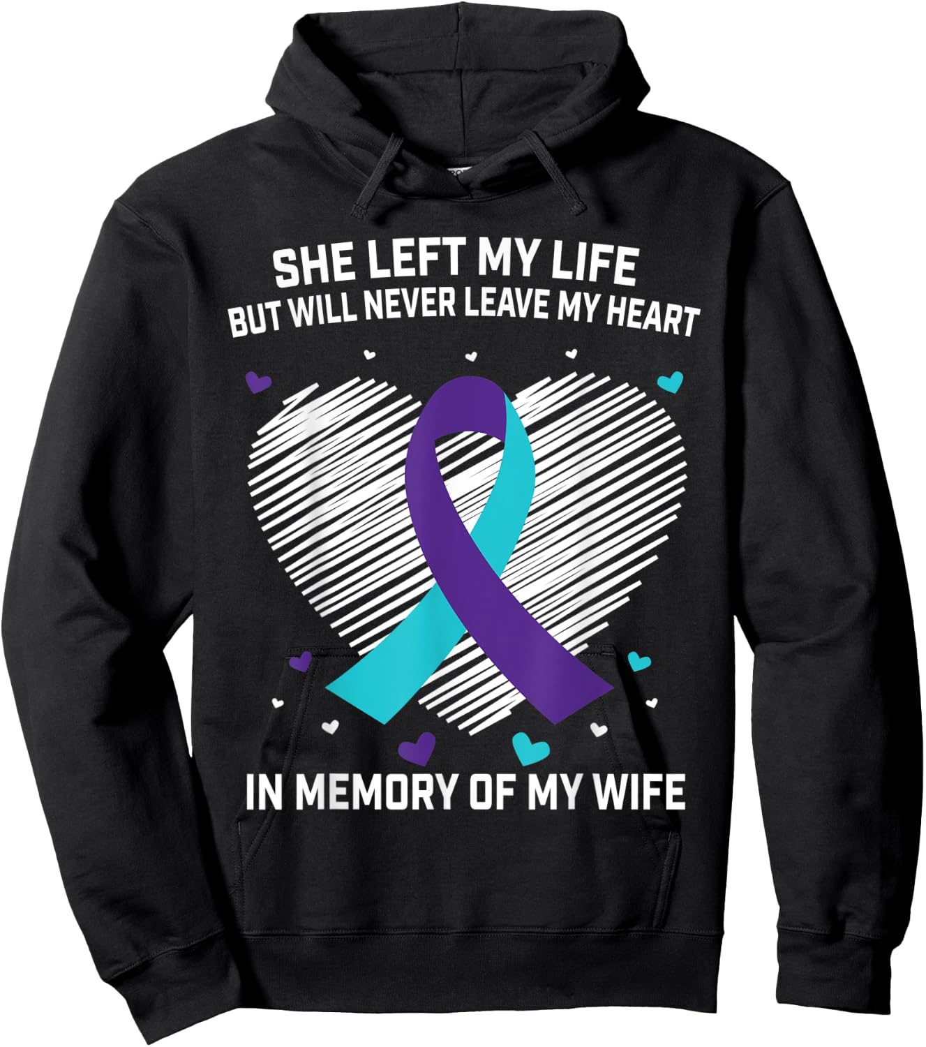 In Memory of Wife Suicide Awareness Prevention Men Husband Hoodie - Hoodie | Black