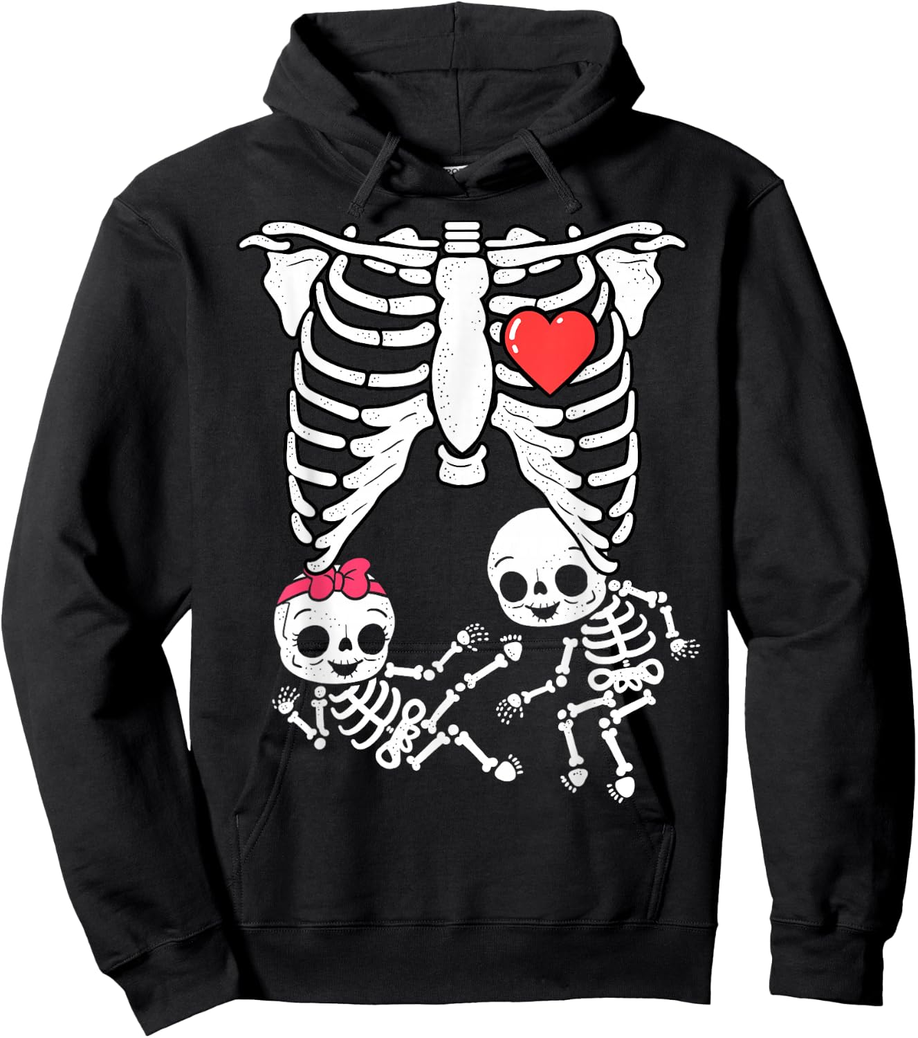Skeleton Pregnancy Announcement Shirt Girl Boy Twins X-Ray Hoodie - Hoodie | Black