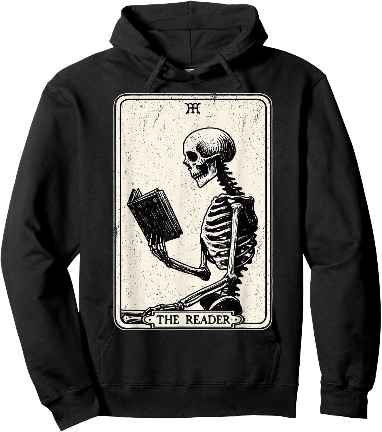 The Reader Tarot Card Funny Book Lover Skeleton Reading Book Hoodie - Hoodie | Black