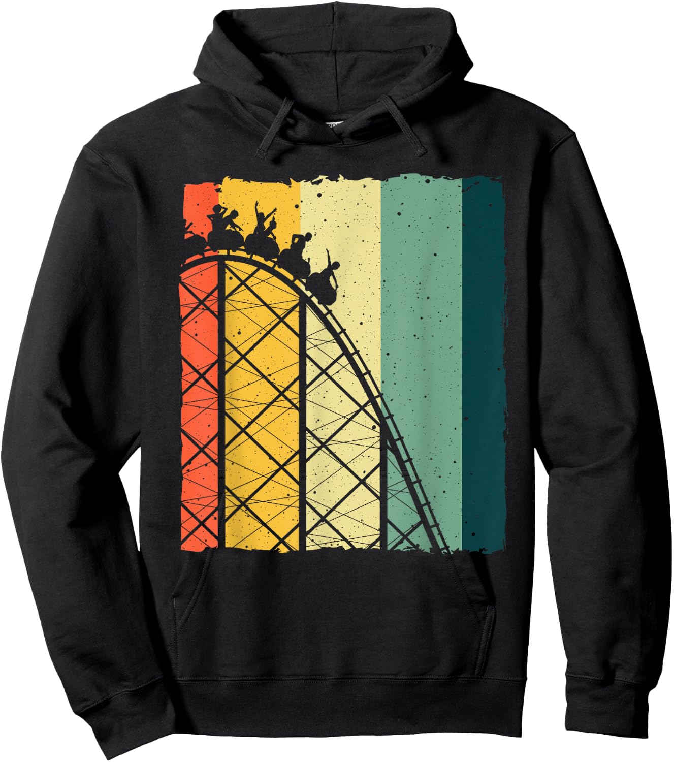 Vintage Roller Coaster Design Theme Park Lover Men Women Hoodie - Hoodie | Black