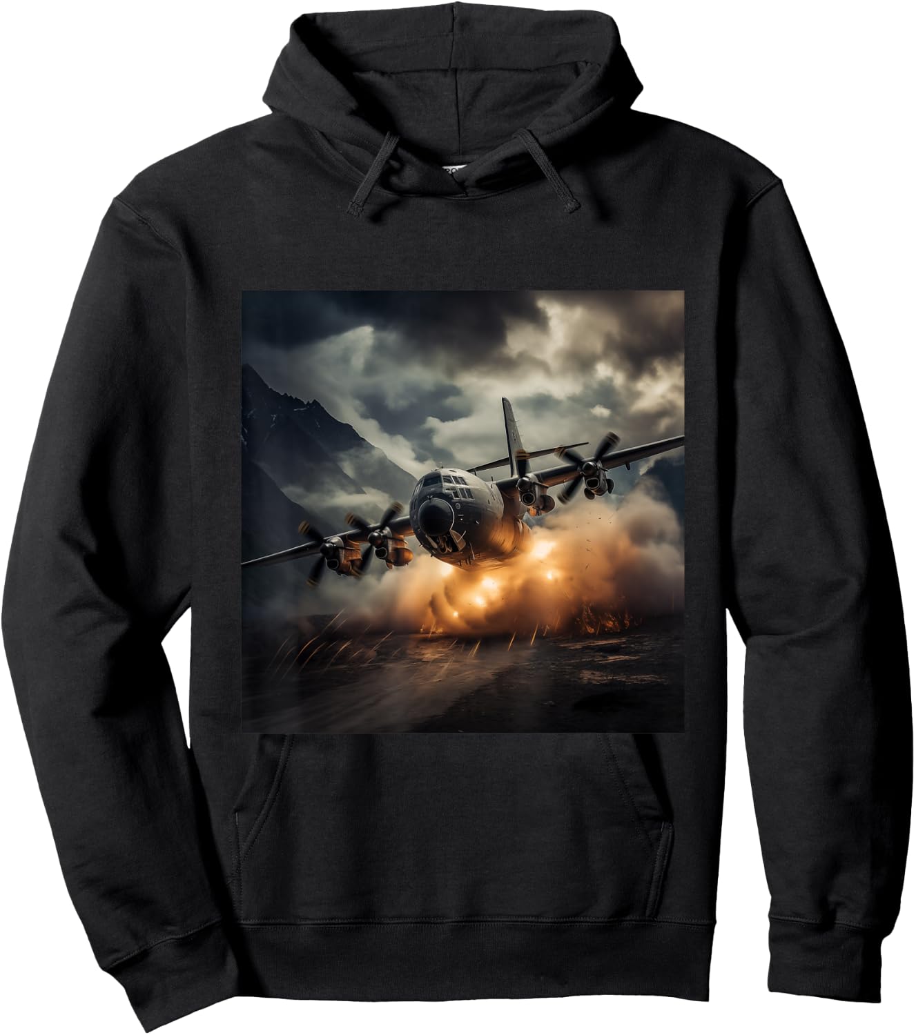 C130 Gunship Military Plane in Flight Hoodie - Hoodie | Black