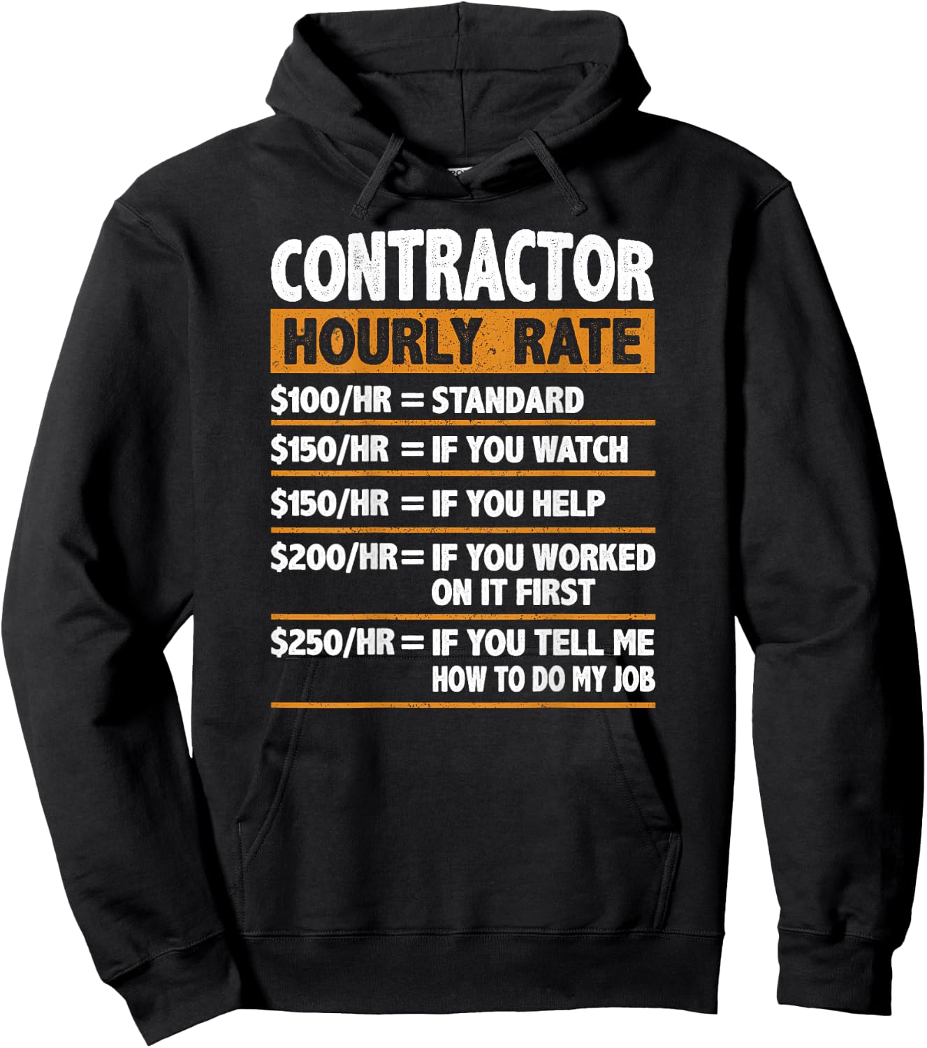 Contractor Hourly Rate Funny Gift Contractor Hoodie - Hoodie | Black