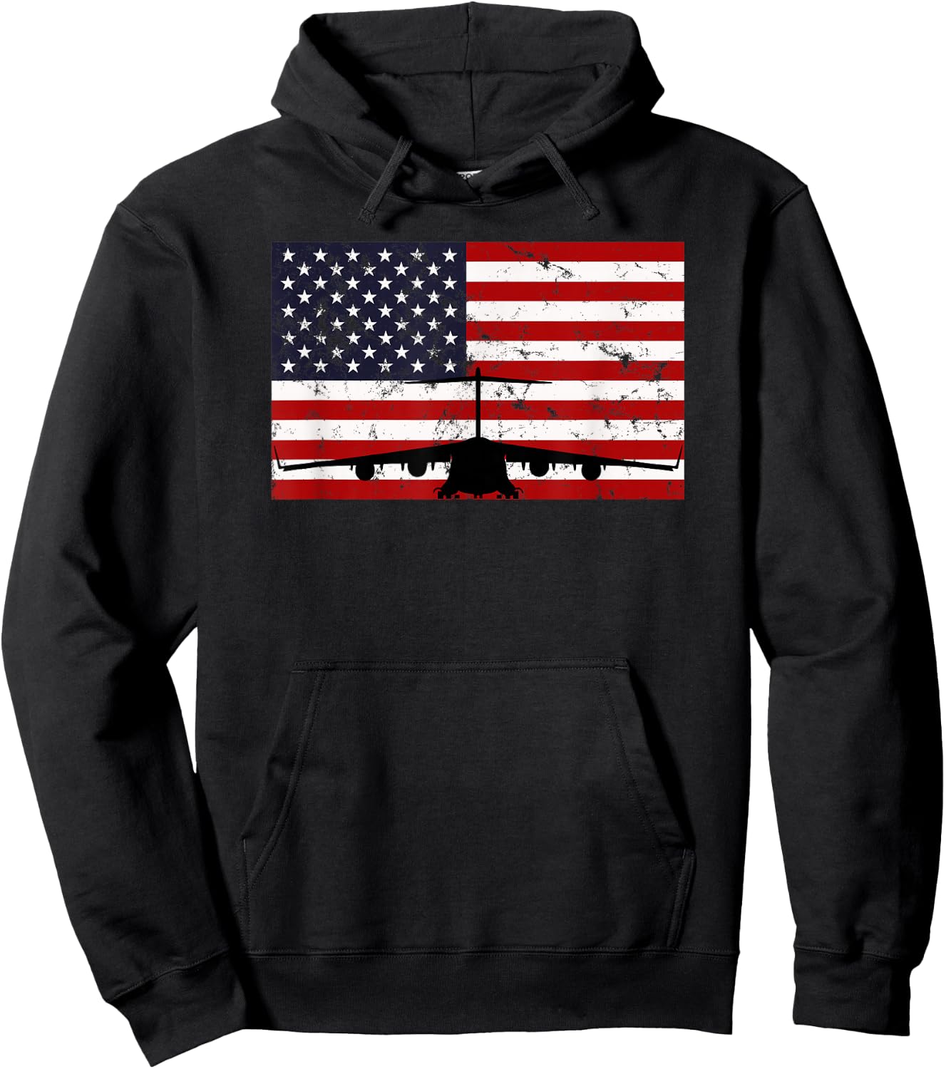 Patriotic C-17 Globemaster jet American flag Hoodie - Hoodie | Black