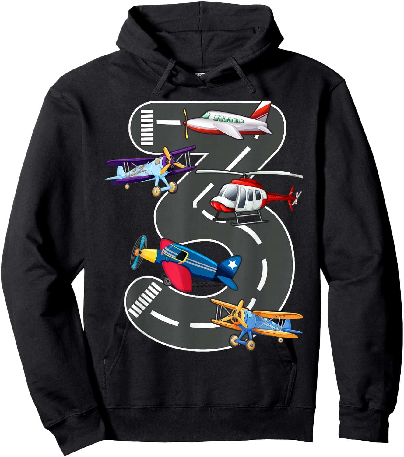 Little Pilot 3rd Birthday Party 3 Three Years Old Airplane Hoodie - Hoodie | Black