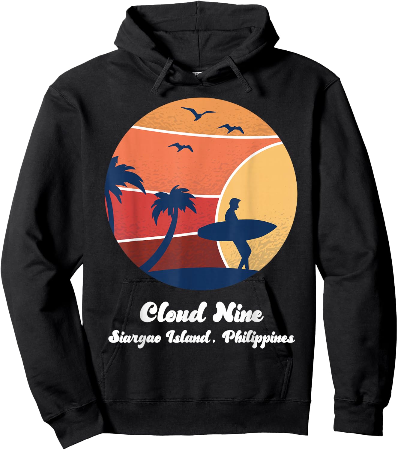 Cloud Nine Siargao Island Philippines Surfing Vintage Surfer Hoodie - Hoodie | Black