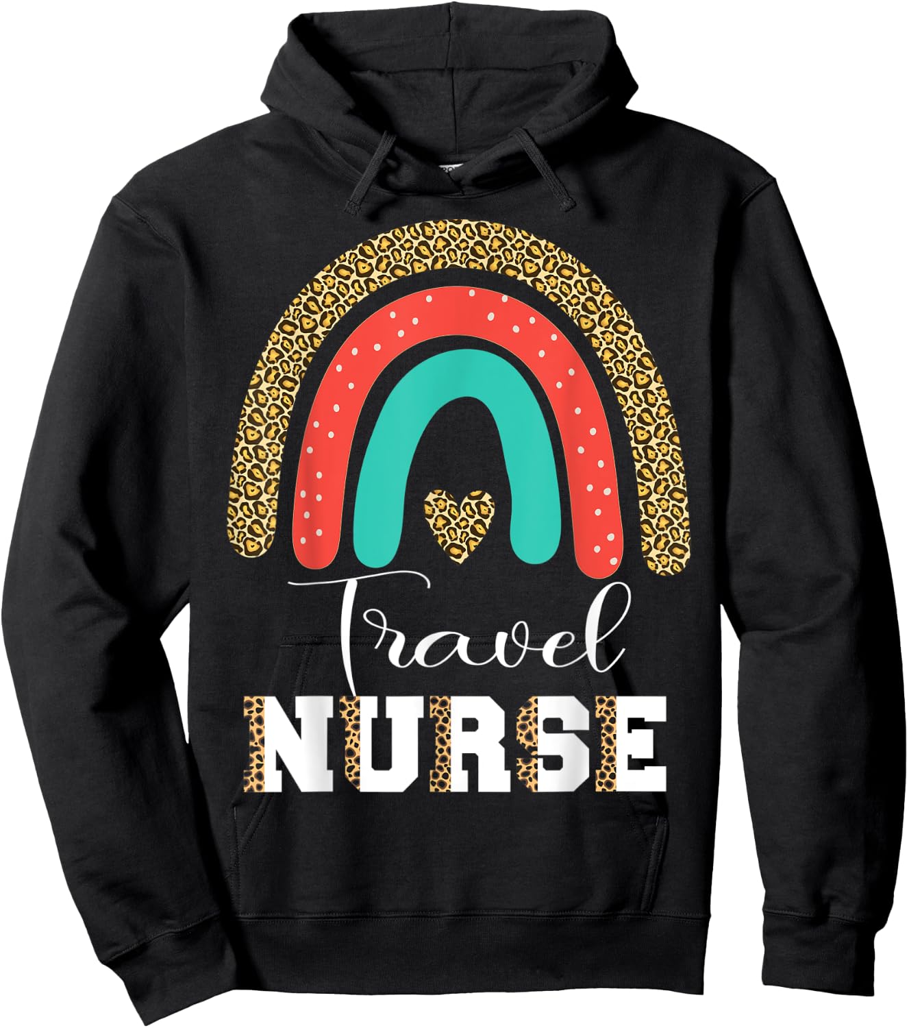 Travel Nurse Leopard Funny RN Transport Travel Nursing Hoodie - Hoodie | Black