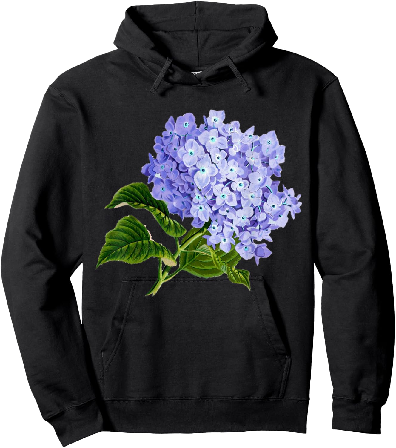 Vintage Purple Hydrangea Flowers Retro Gardener Art Hoodie - Hoodie | Black
