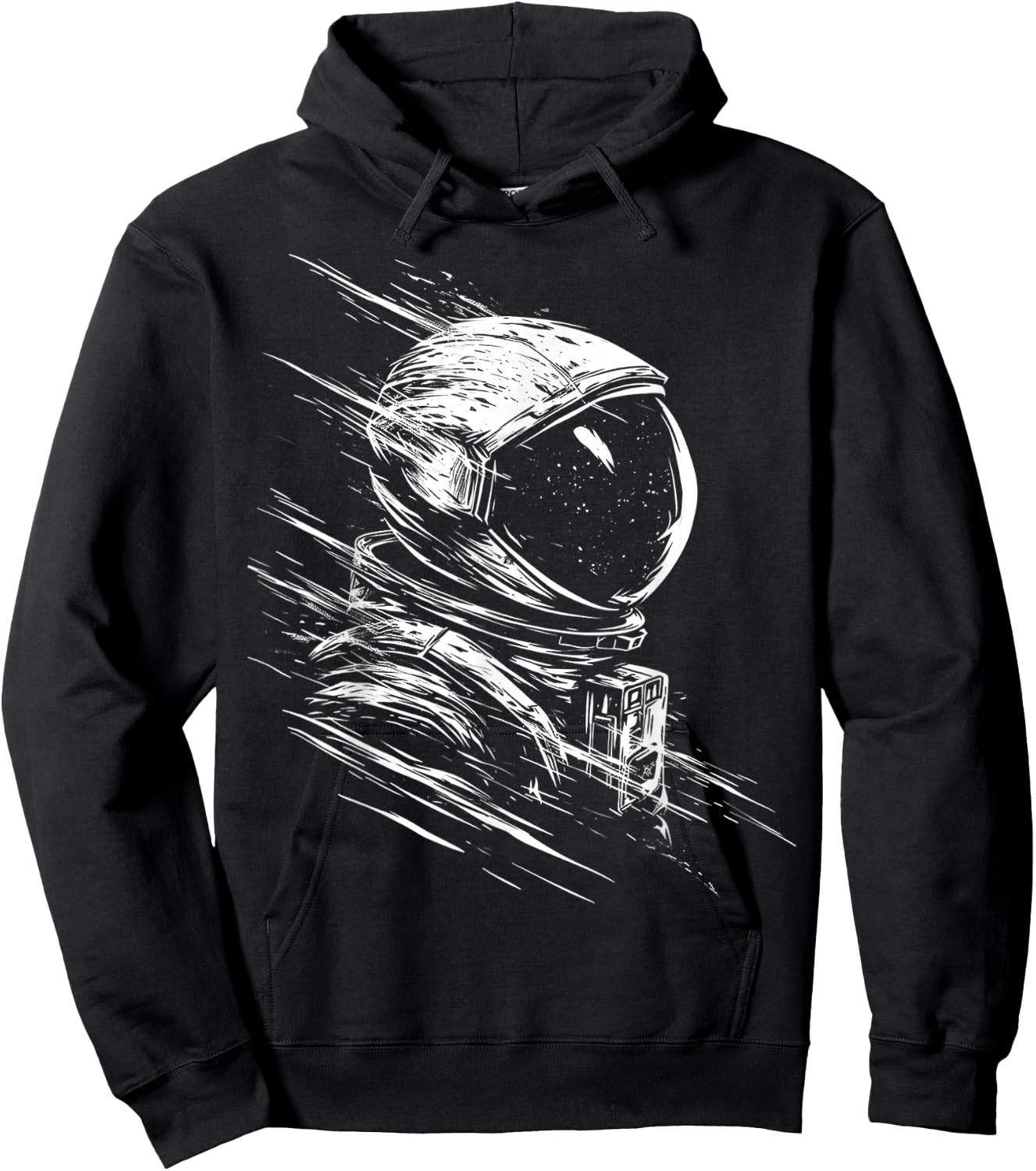 Astronaut Drawing Art Graphic Motif Astronaut Hoodie - Hoodie | Black
