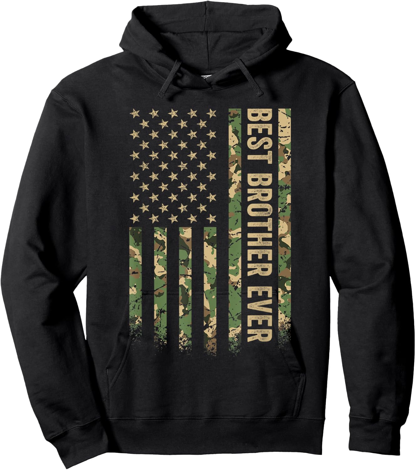 Best Brother Ever American Flag Camo Veteran Patriotic for Kids Men Hoodie - Hoodie | Black