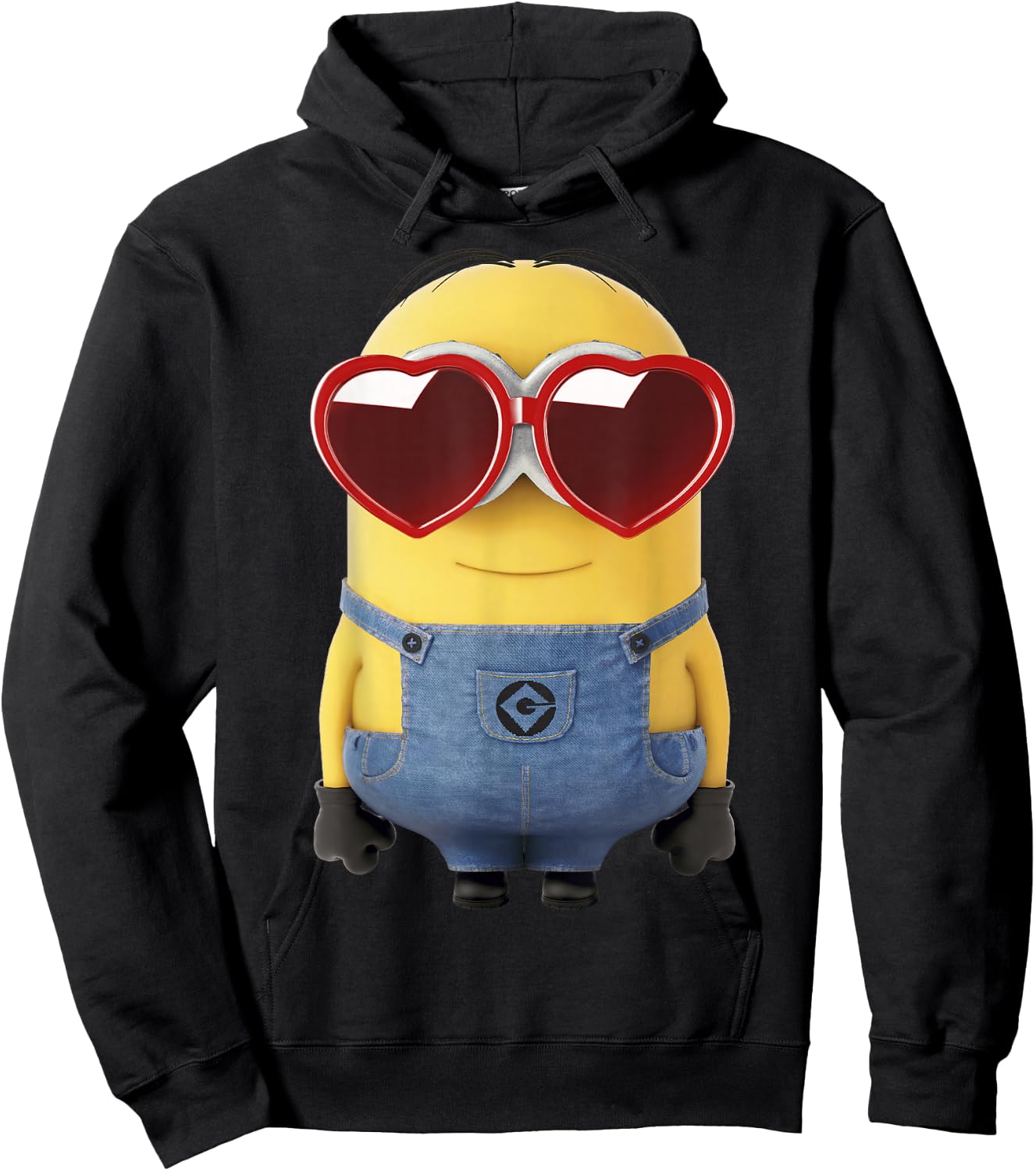 Minions Valentine's Day Dave Heart Glasses Hoodie - Hoodie | Black