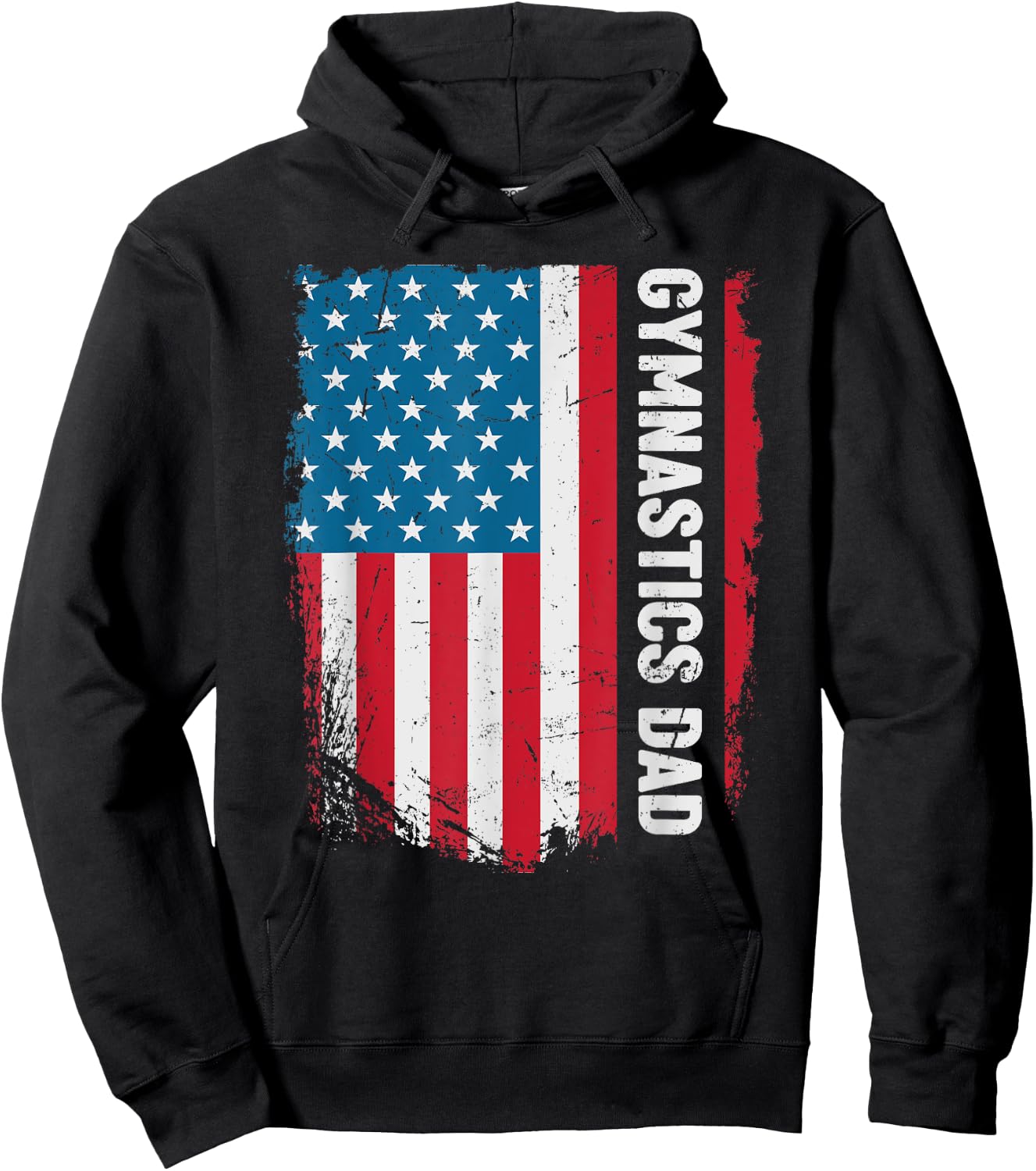 Funny Gymnastics Dad America US Flag Patriot Vintage Gift Hoodie - Hoodie | Black