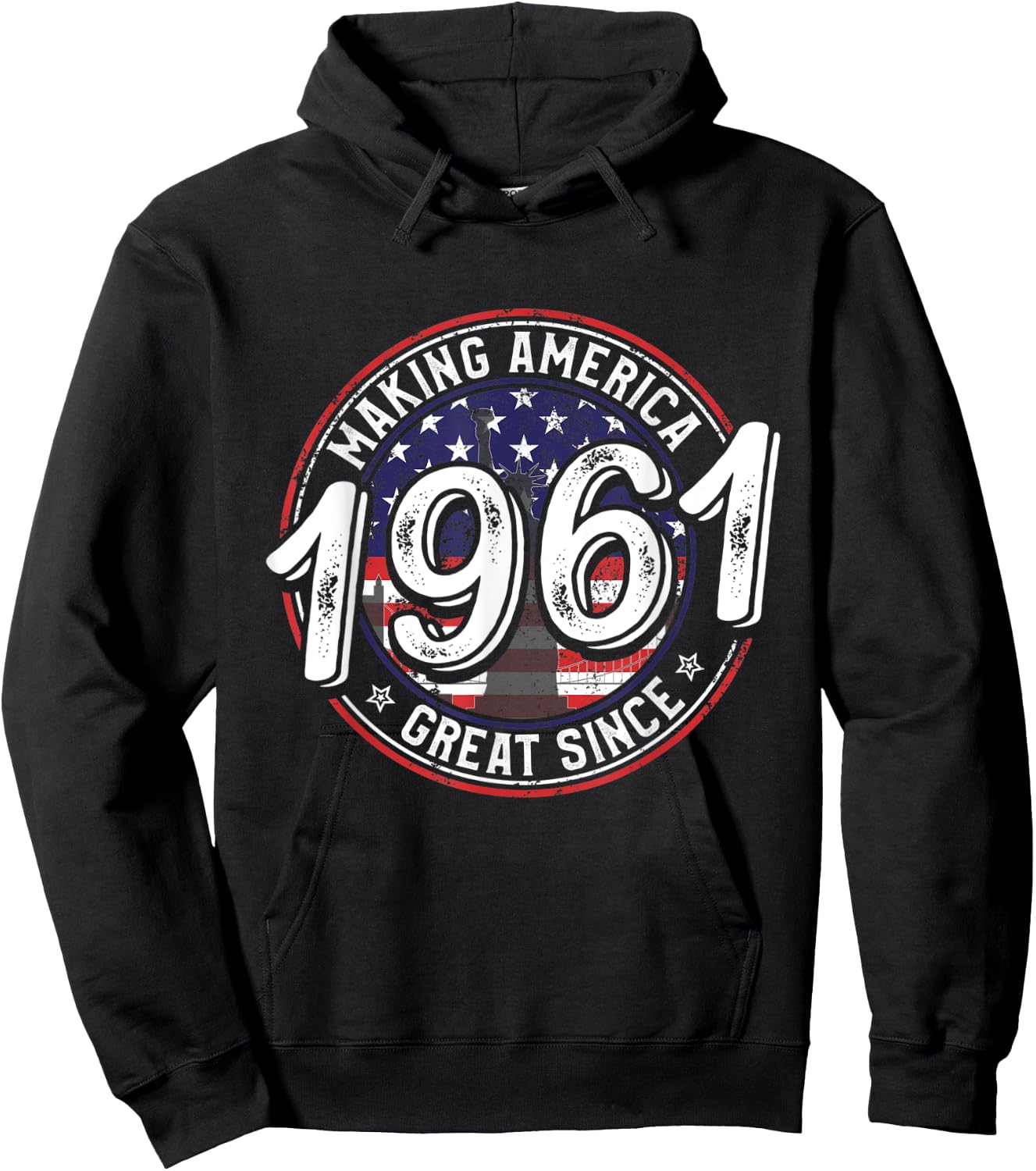 Making America Great Since 1961 American Flag Birthday Women Kids Men Hoodie - Hoodie | Black
