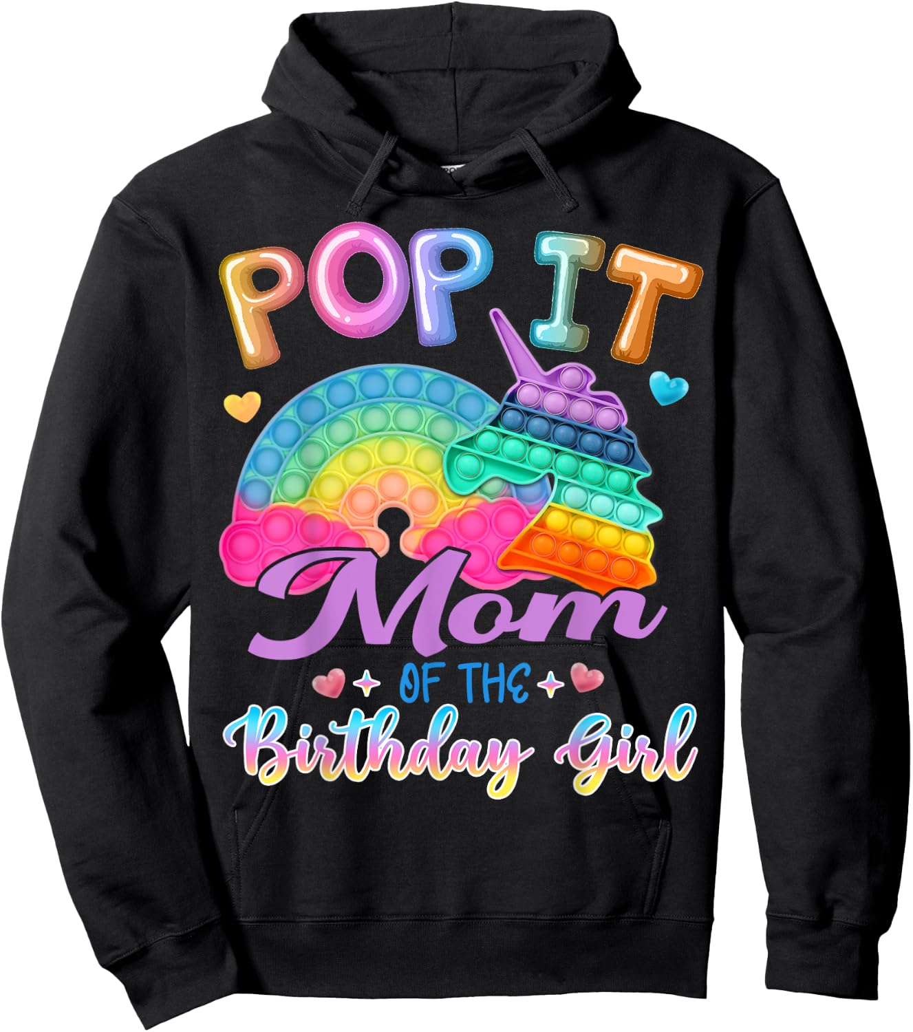 Pop It Mom of the Birthday Girl Fidget Kids Family Matching Hoodie - Hoodie | Black