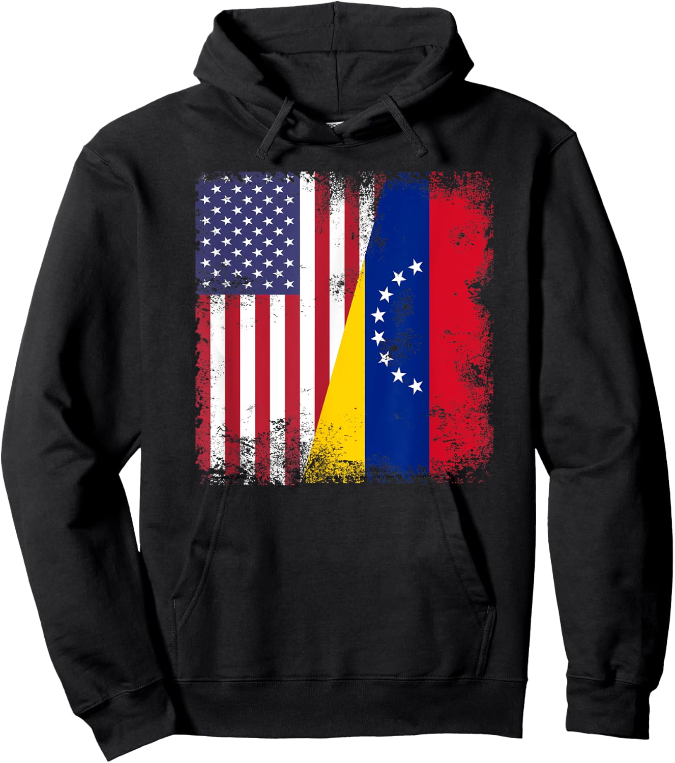 Half Venezuelan Flag | Vintage Venezuela USA Gift Hoodie - Hoodie | Black