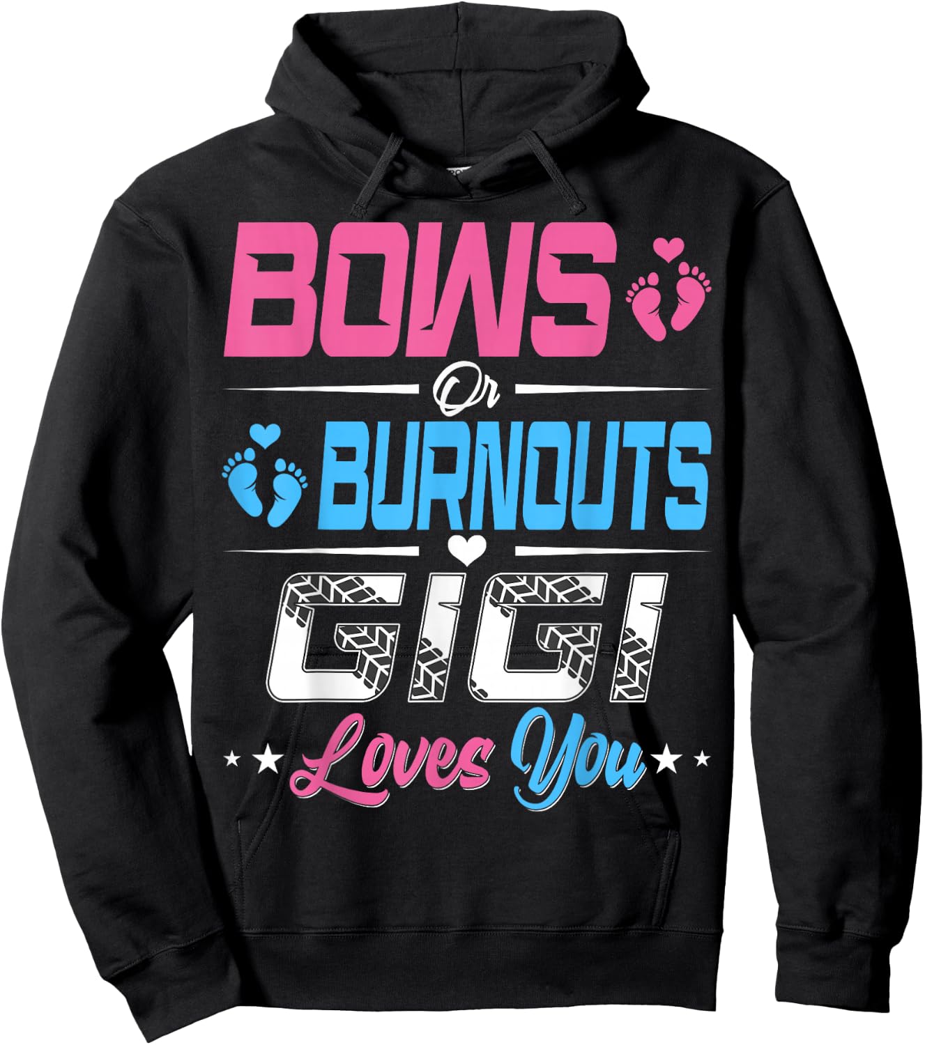 Burnouts Or Bows Gender Reveal Party Announcement Gigi Hoodie - Hoodie | Black