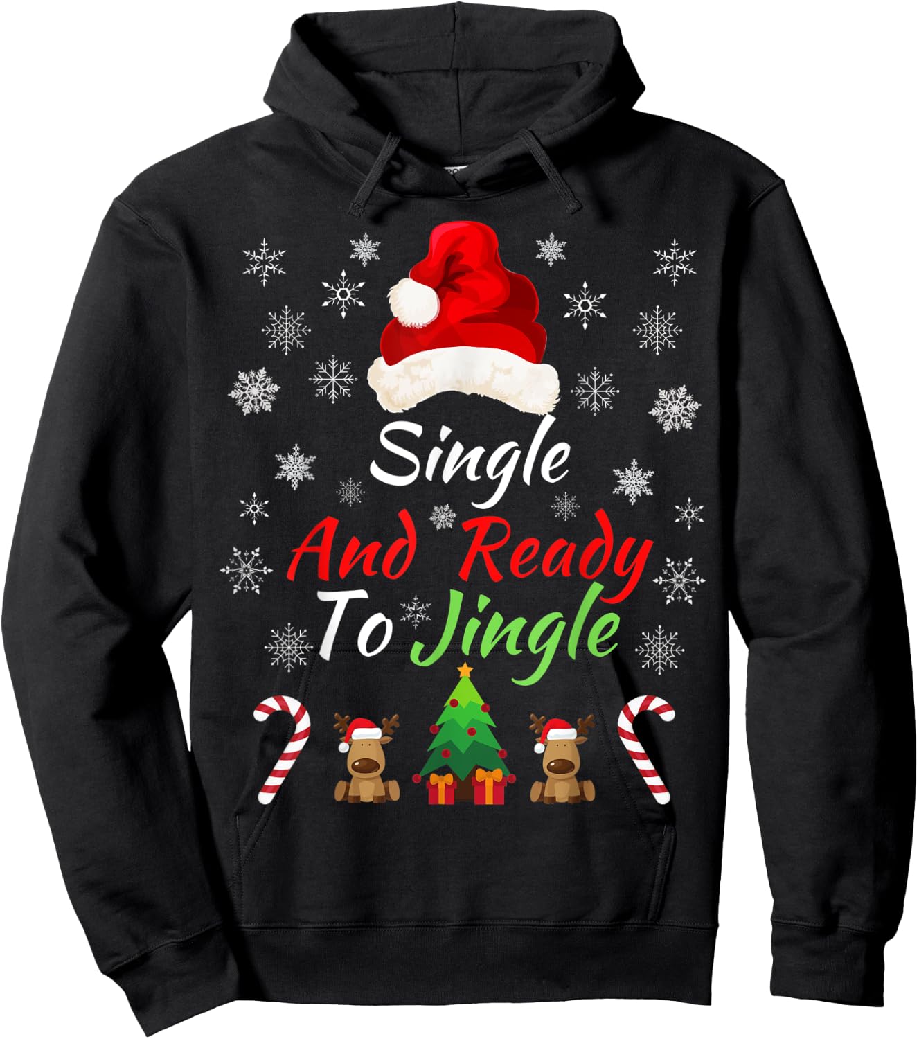 Single & Ready to Jingle Christmas Sweater Fun Xmas Sweater Hoodie - Hoodie | Black