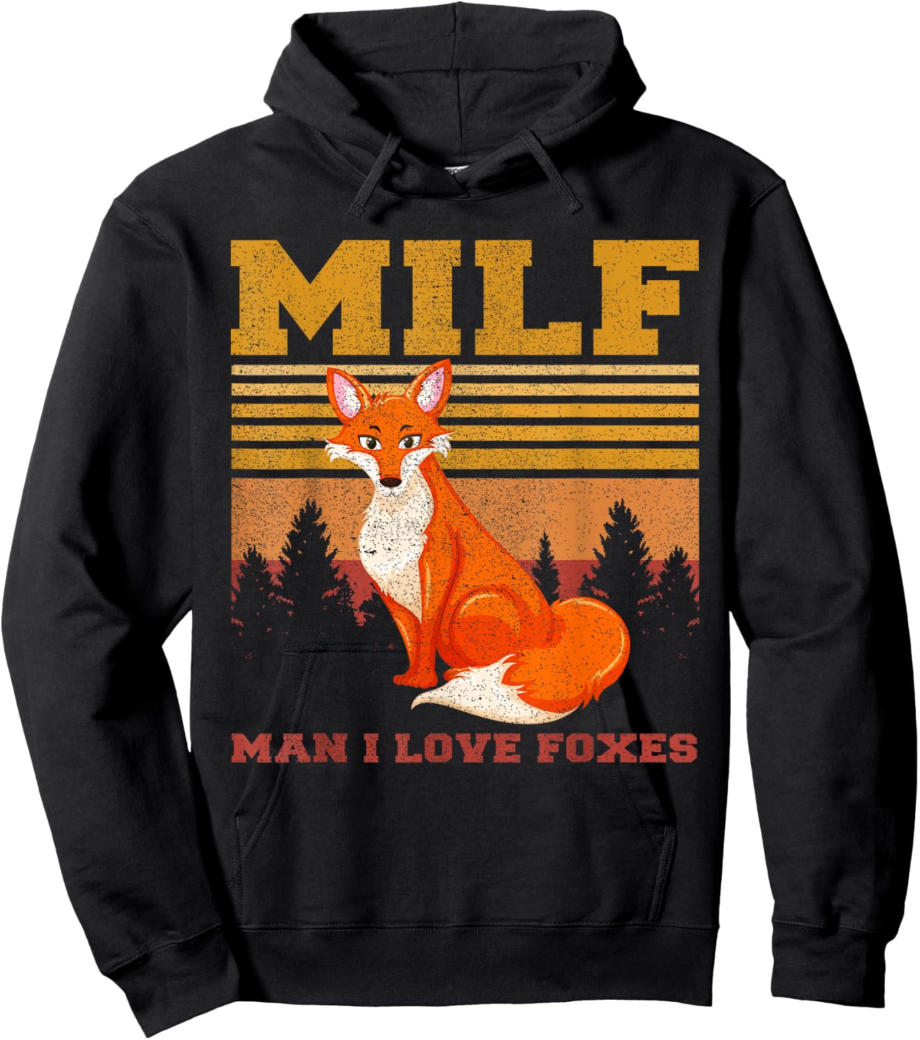 Retro Vintage MILF Man I Love Foxes Fox Zoo Animal Lover Men Hoodie - Hoodie | Black