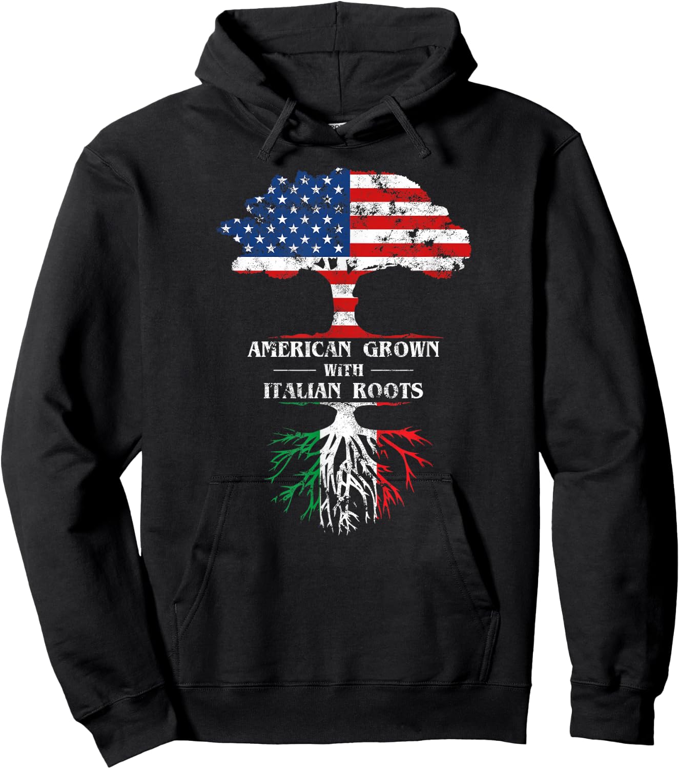 American Grown with Italian Roots for Italian Americans Hoodie - Hoodie | Black