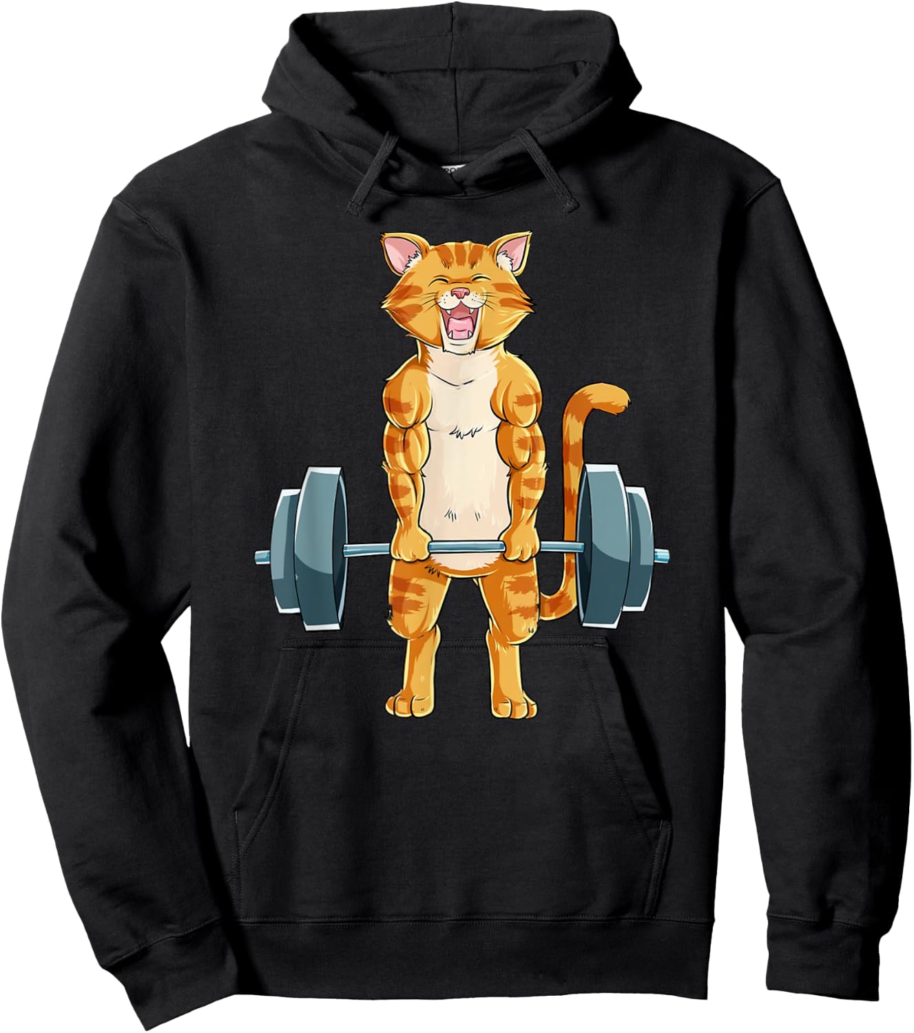 Cute Cat Powerlifting Weightlifting Deadlifting Gym Lover Hoodie - Hoodie | Black