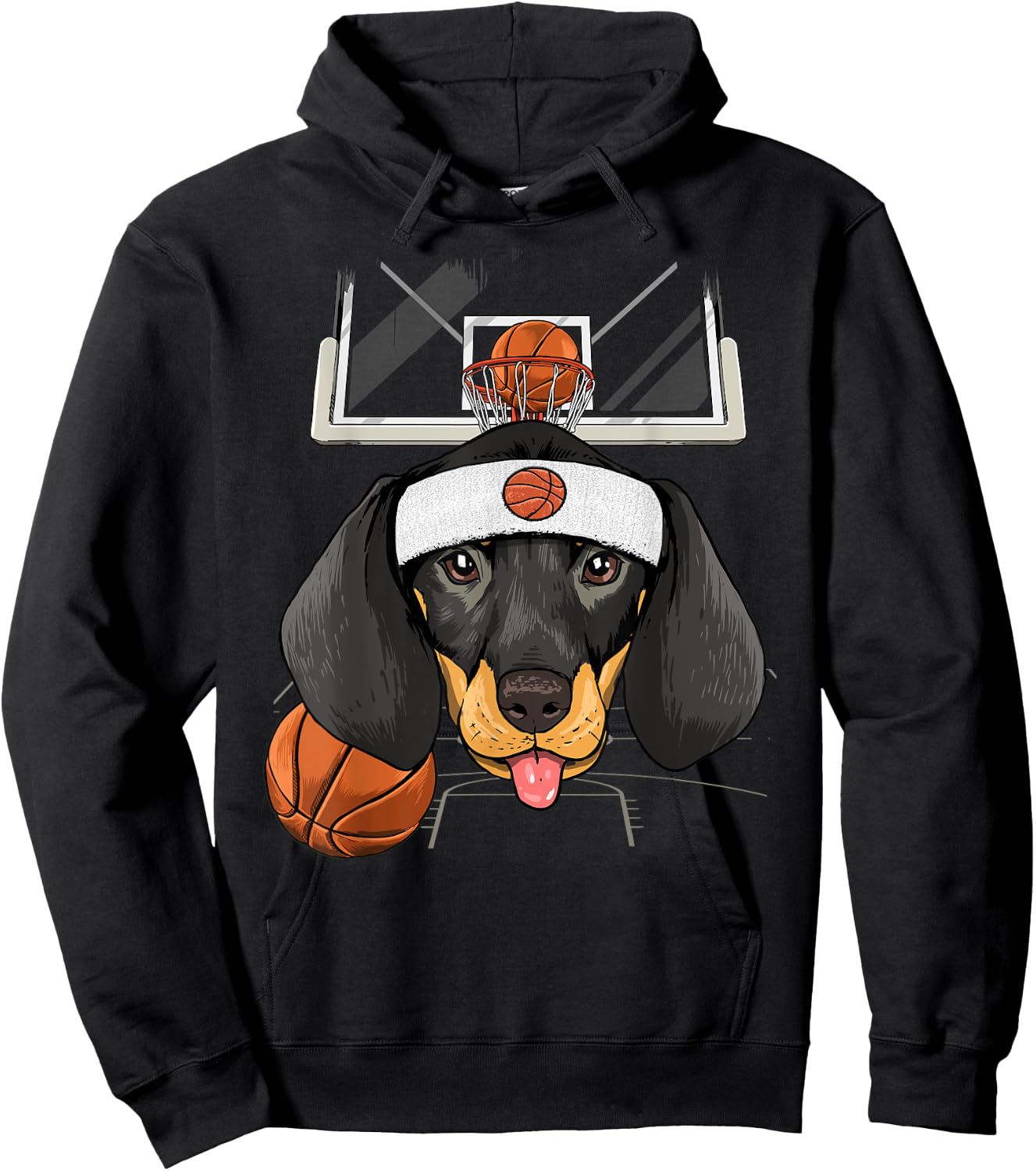 Dachshund Basketball Dog Lovers Basketball Player Hoodie - Hoodie | Black